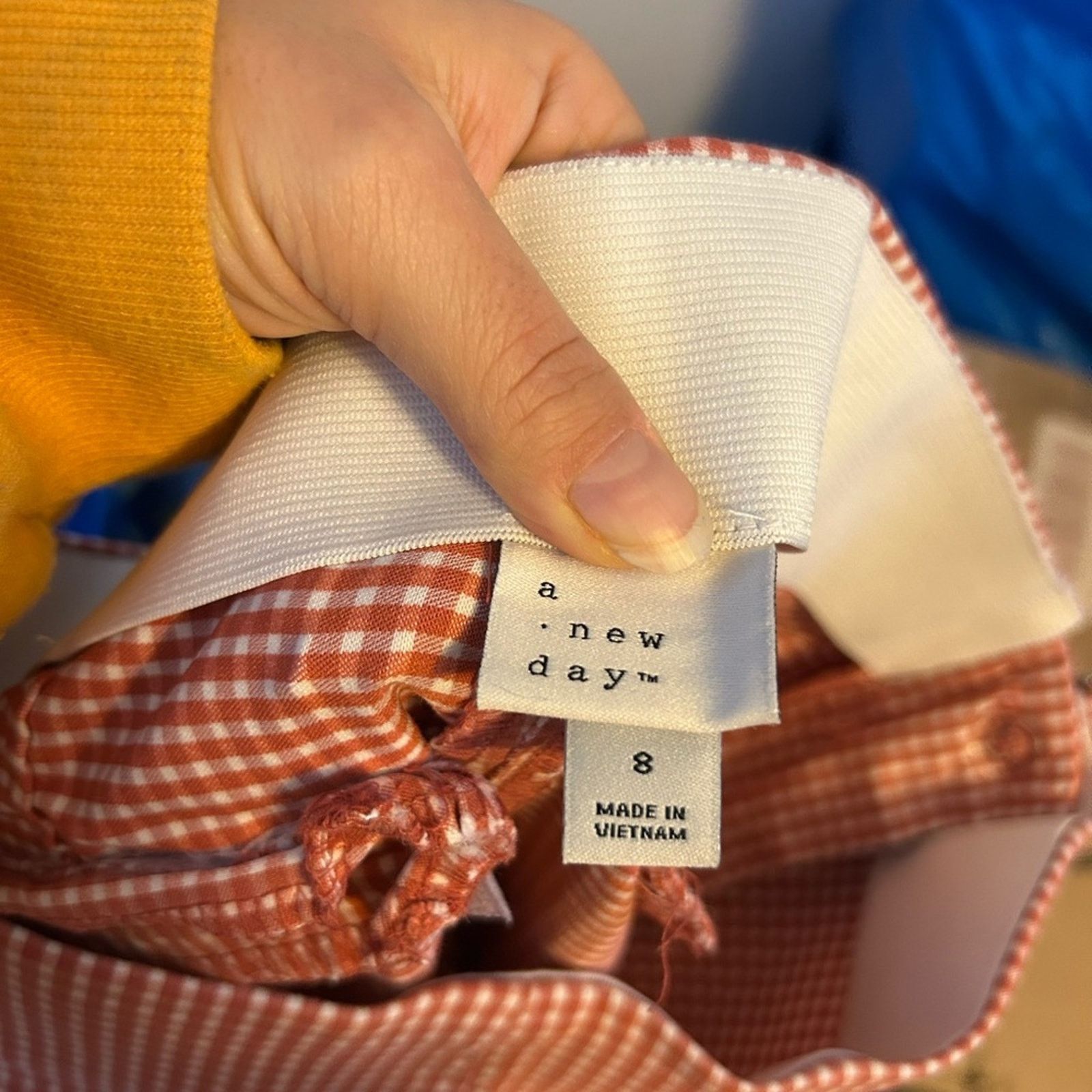 Other A New Day Peach High Rise Gingham Ankle Pants Size 30" / US 8 / IT 44 - 5 Thumbnail