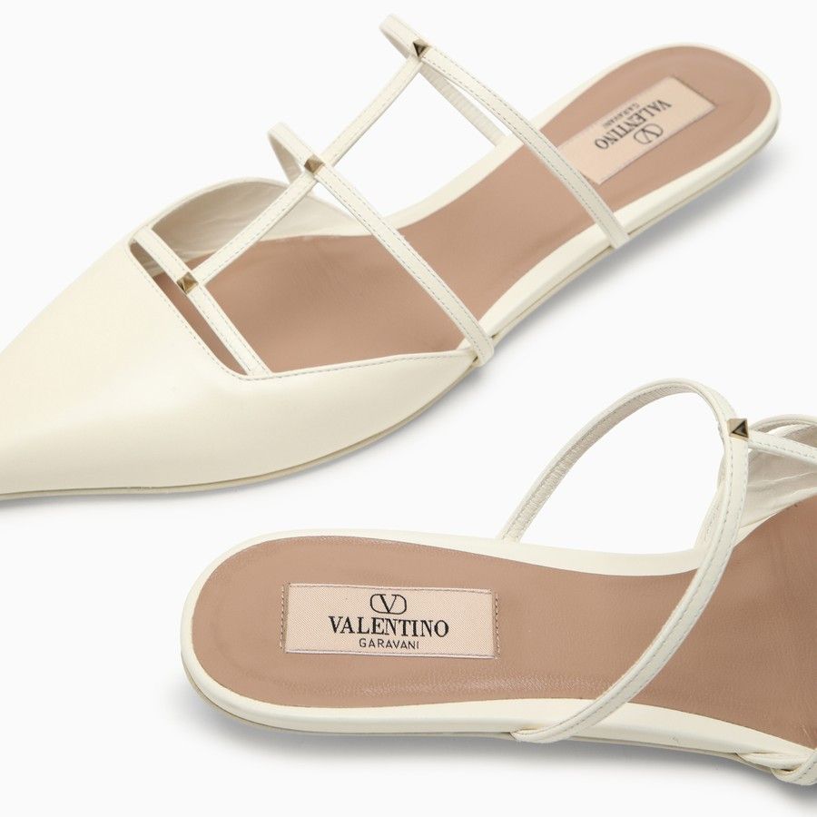 Valentino o1d2blof1024 Leather Mules in Ivory Size US 6 / IT 36 - 5 Thumbnail