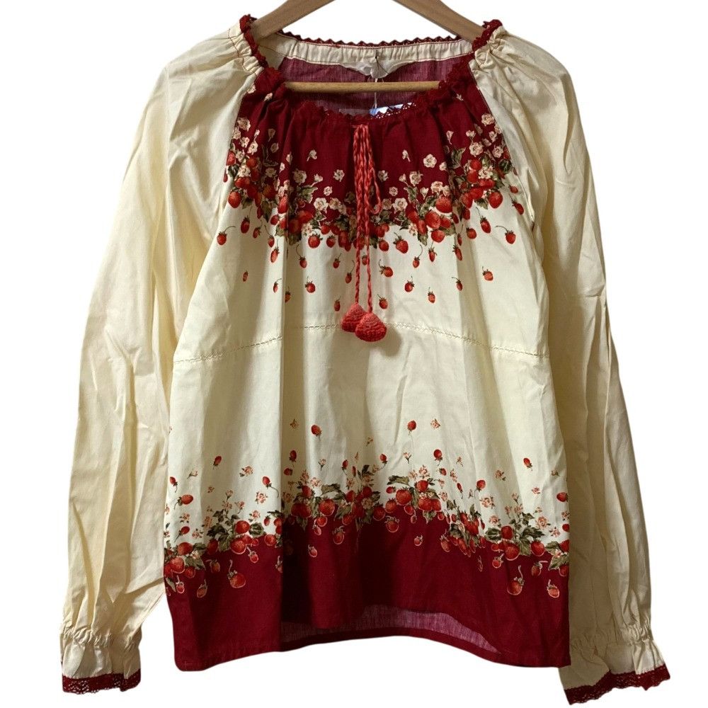 Other PINK HOUSE Fruit Pattern Long Sleeve Blouse Cotton Tops DUTY FREE for USA