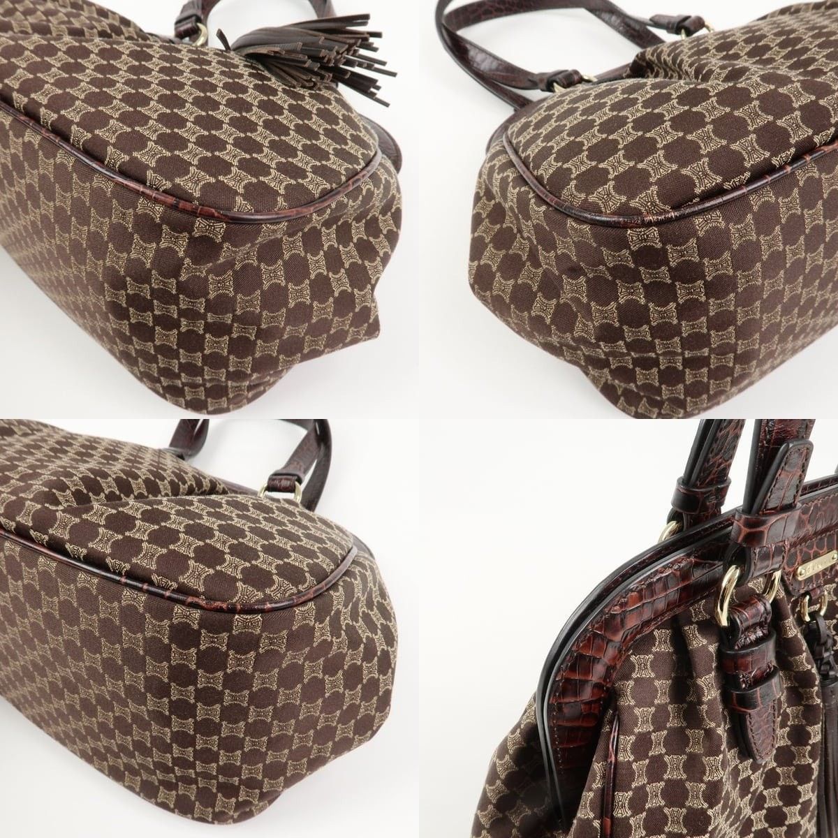 Celine Celine Macadam Triomphe Coated Canvas Shoulder Bag Brown Size ONE SIZE - 5 Thumbnail