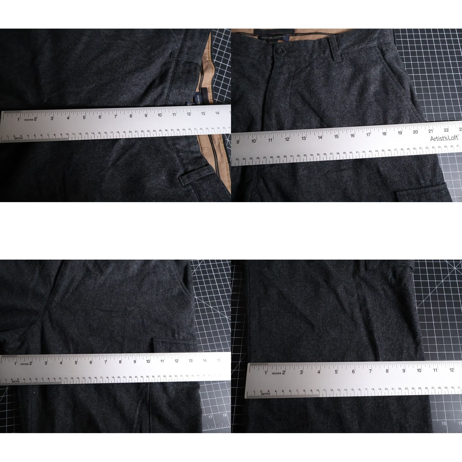 Banana Republic VINTAGE Banana Republic Wool Cargo Pants Mens 35 x 32 Charcoal Gray Dawson Lined Gorp Size US 35 - 8 Thumbnail