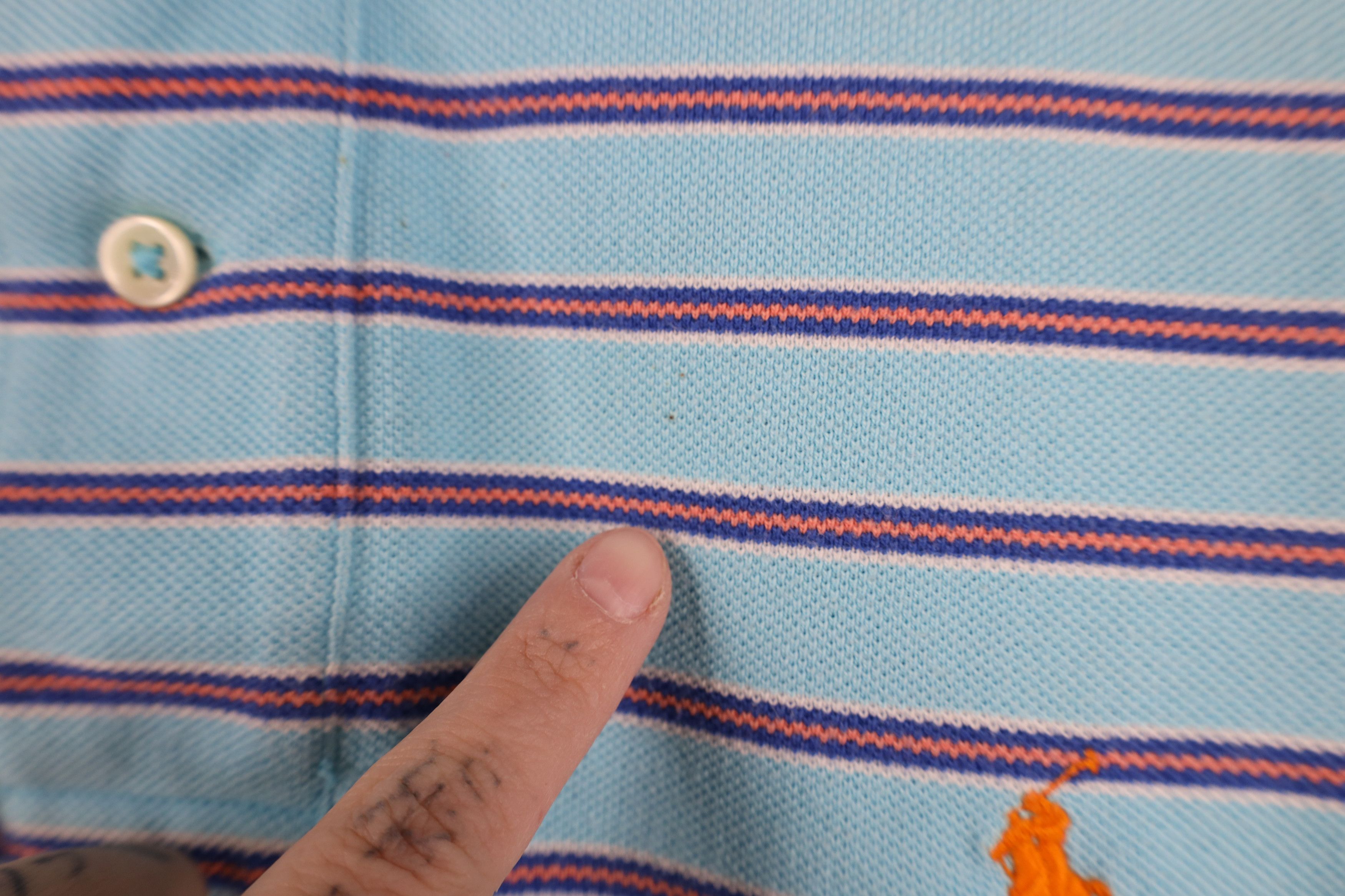 Ralph Lauren Vintage 90s Ralph Lauren Striped Cotton Knit Golf Polo Blue Size US M / EU 48-50 / 2 - 5 Thumbnail