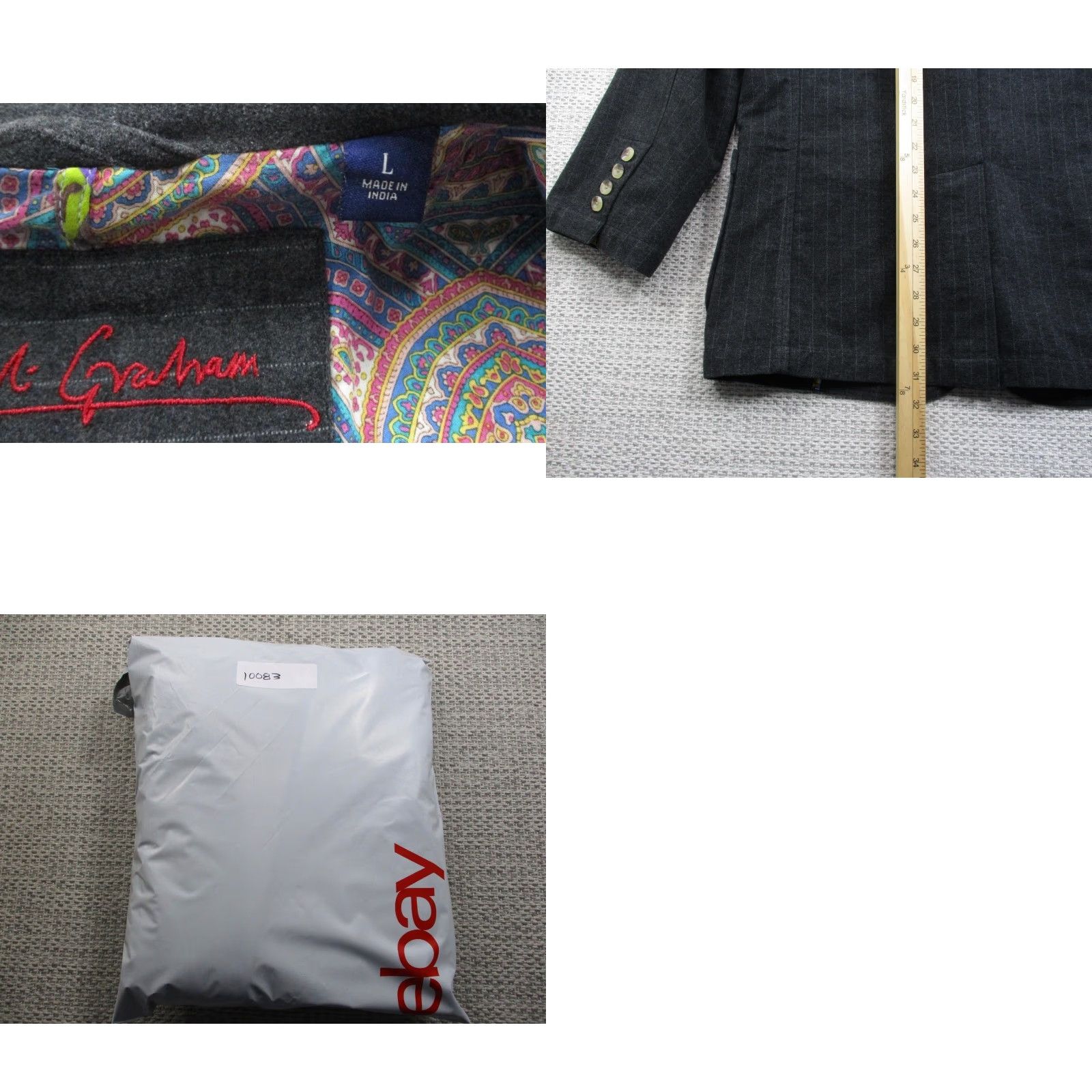 Robert Graham Robert Graham Blazer Mens Large Pinstripe Wool Blend Sport Coat Jacket Lined Size 42R - 10 Thumbnail