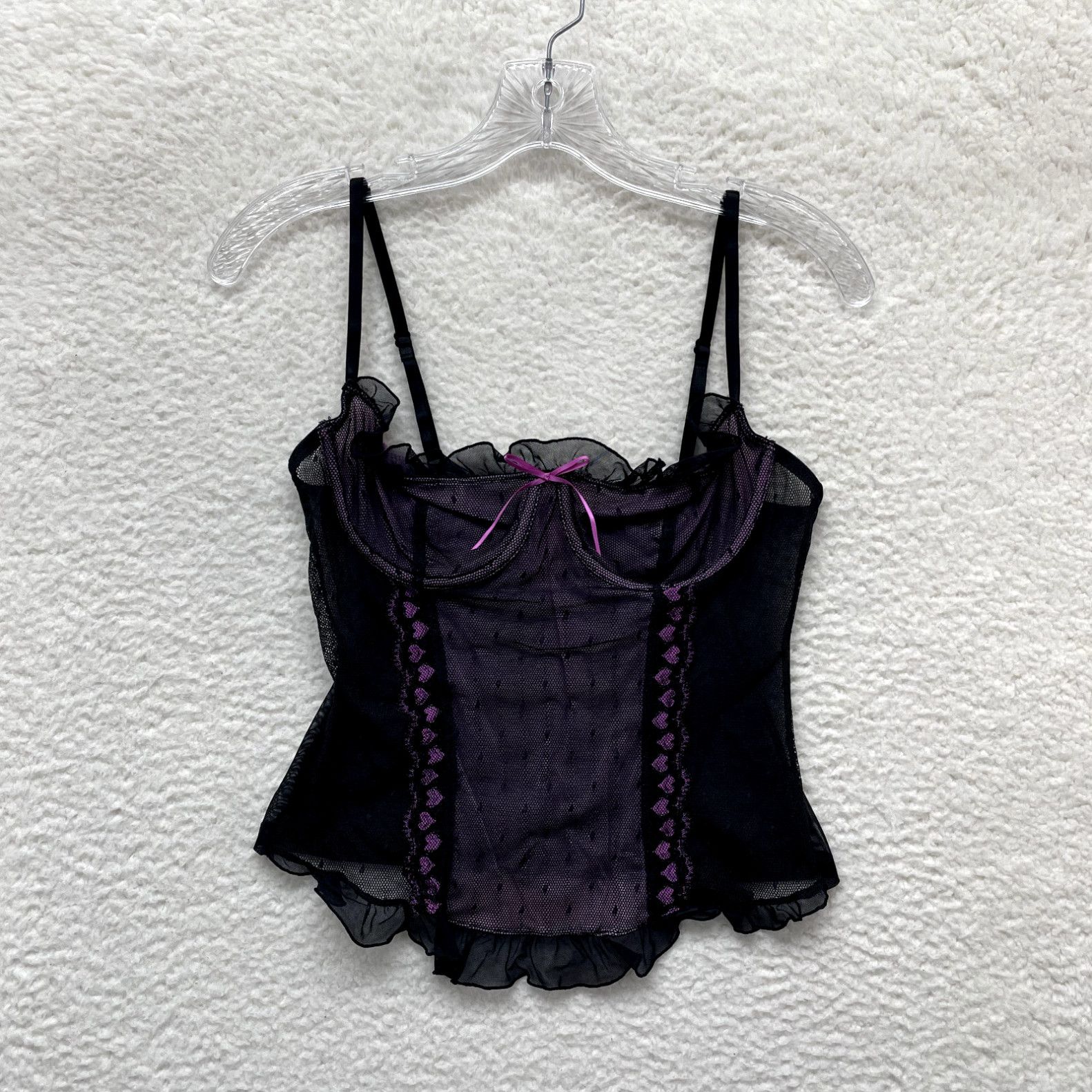 image of Victorias Secret Y2K Vintage Victoria's Secret Corset Bustier Camisole L Large Goth Coquette in Whi