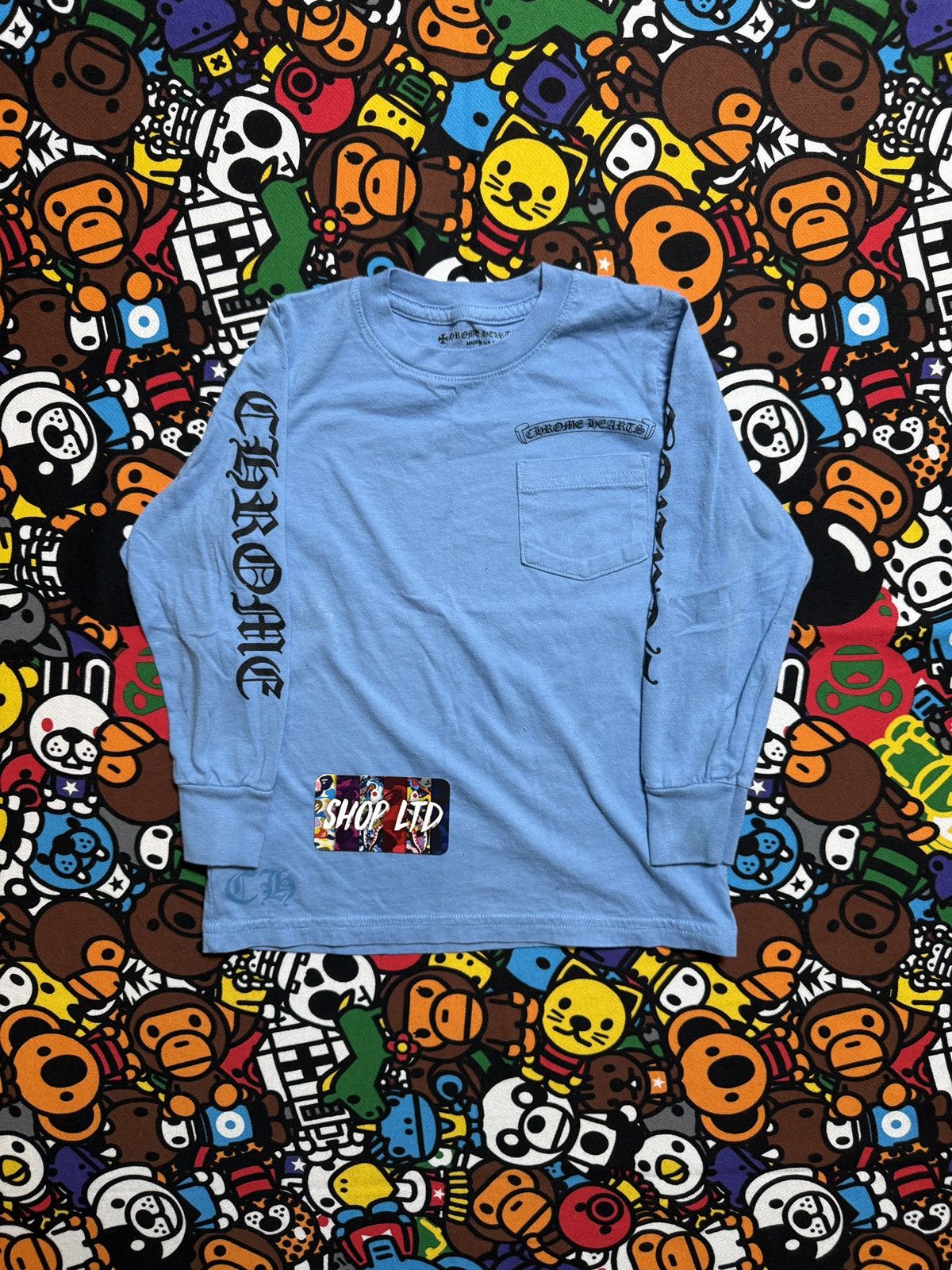 Chrome Hearts Chrome Hearts Boys Blue Scroll Long Sleeve Tee Size US XXS / EU 40 - 1 Thumbnail