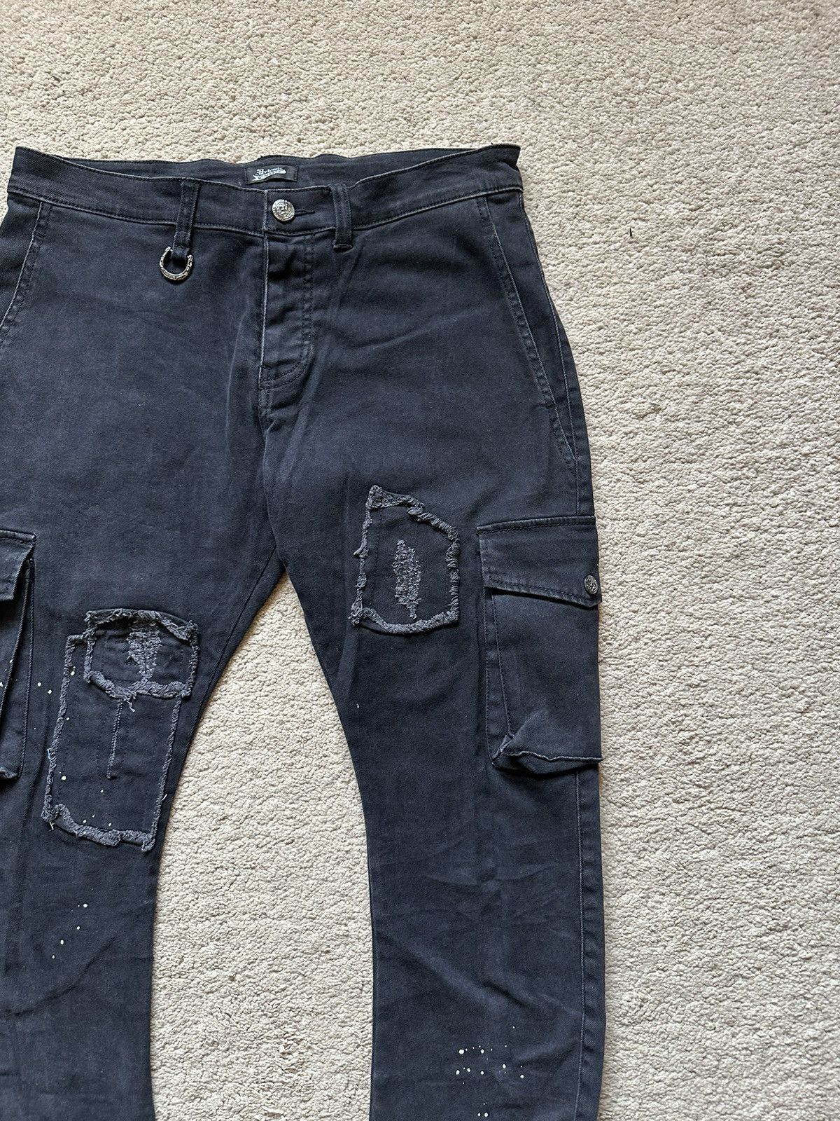 Japanese Brand 2000s Artemis Patchwork with Splatter Paint cargo J cut Pant Size US 32 / EU 48 - 3 Thumbnail