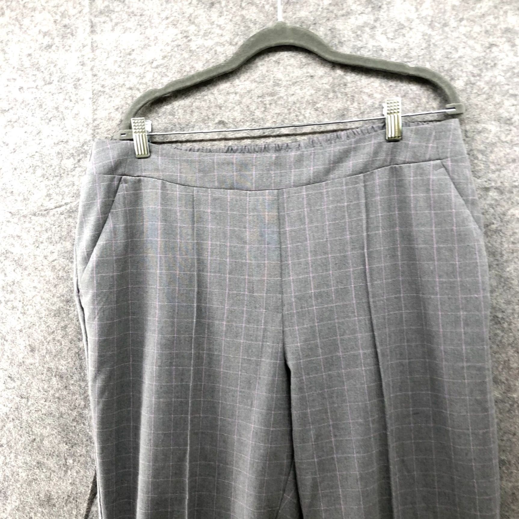 Nine West Nine West Dress Pants Womens XL Gray Windowpane Plaid Pull On Tapered High Rise Size 40" / US 18 - 3 Thumbnail
