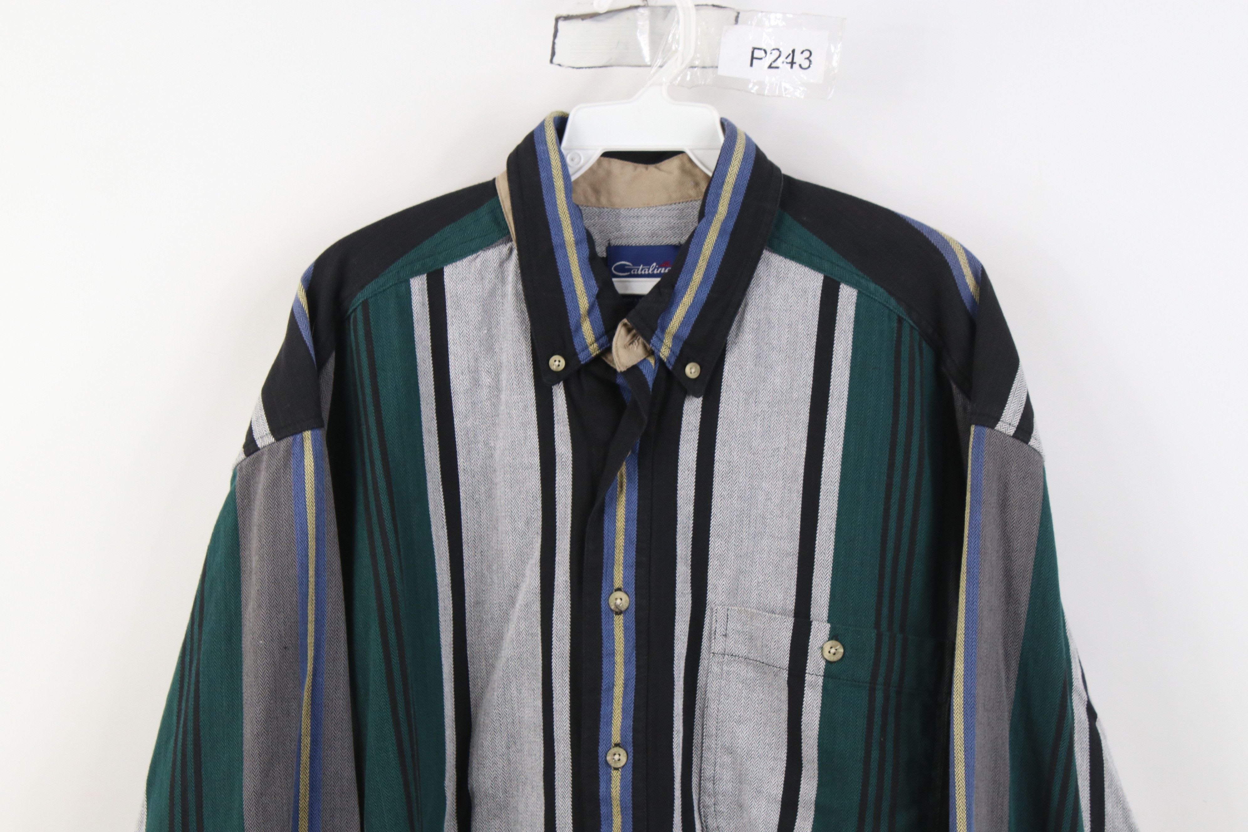 Vintage Vintage 90s Streetwear Herringbone Flannel Button Down Shirt Size US L / EU 52-54 / 3 - 2 Thumbnail