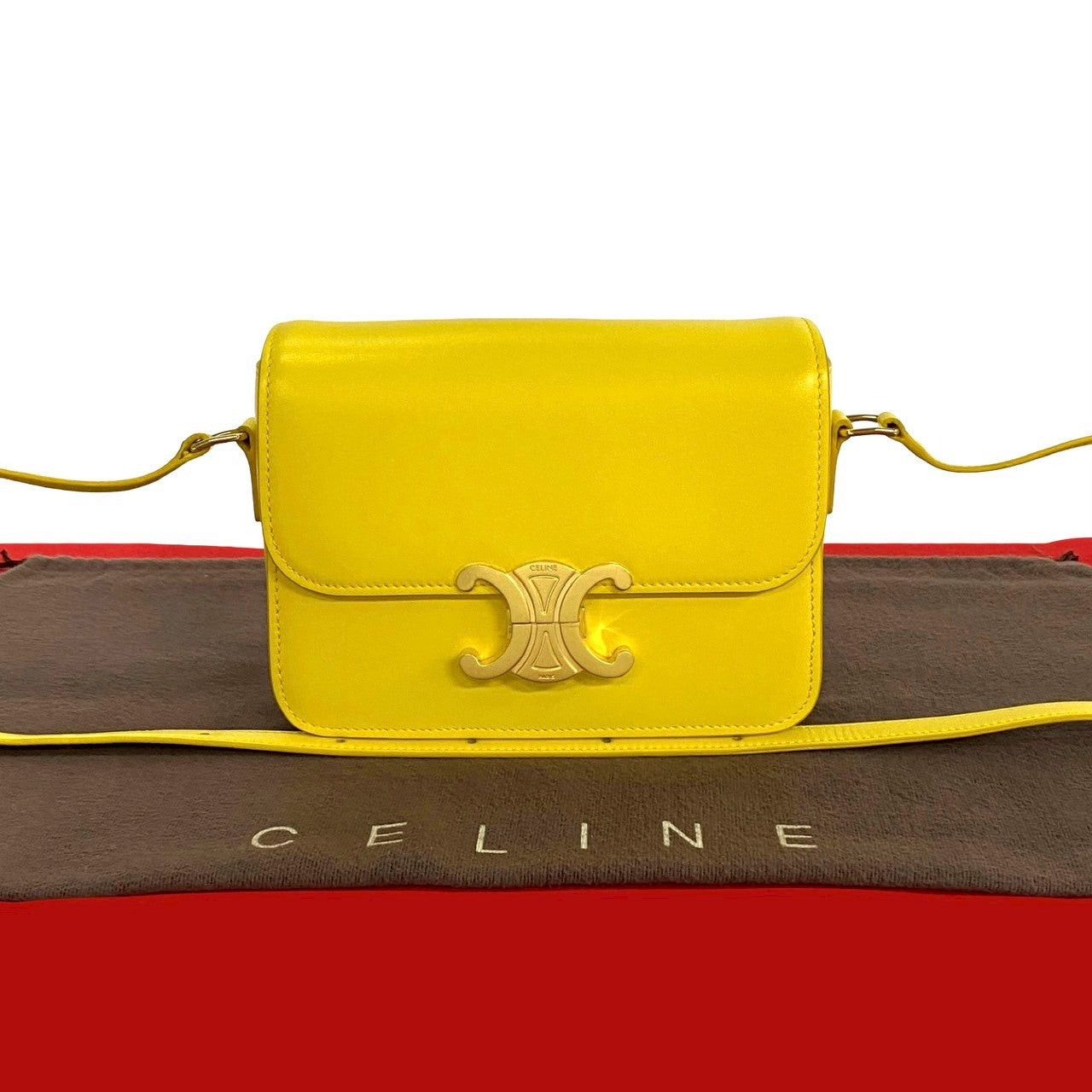Celine Celine Shoulder Bag Yellow Leather Size ONE SIZE - 1 Thumbnail