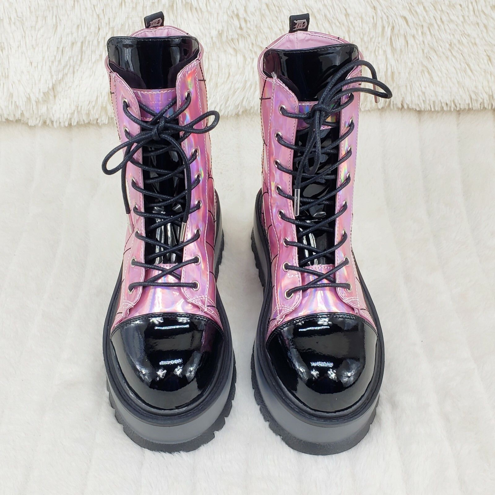 Other Slacker 88 Pink Hologram Spider Web Design Up Ankle Boots US Size US 9 / IT 39 - 6 Thumbnail
