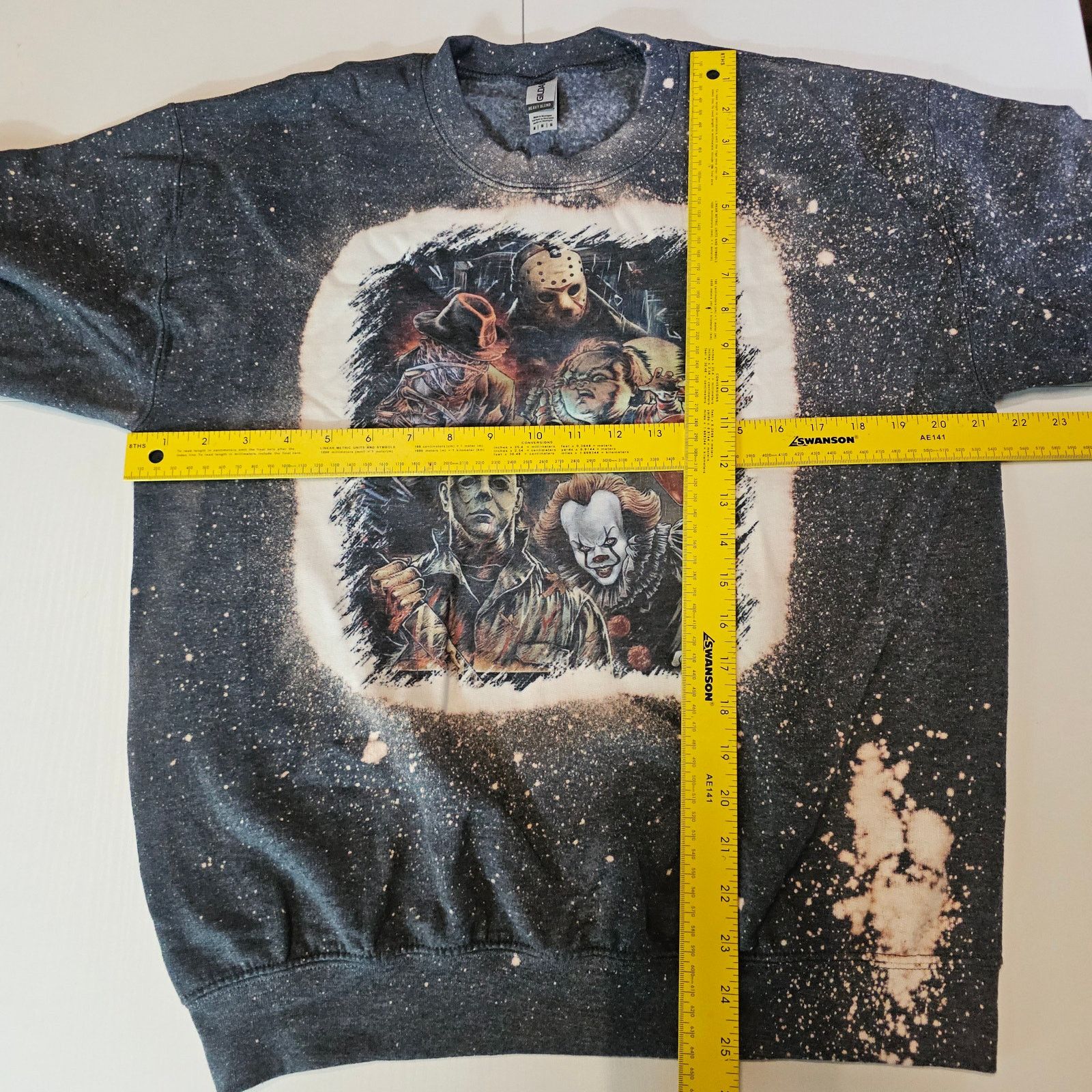 Tultex Custom Bleached Horror Scary Halloween Sweatshirt M 22947 Size M / US 6-8 / IT 42-44 - 5 Thumbnail