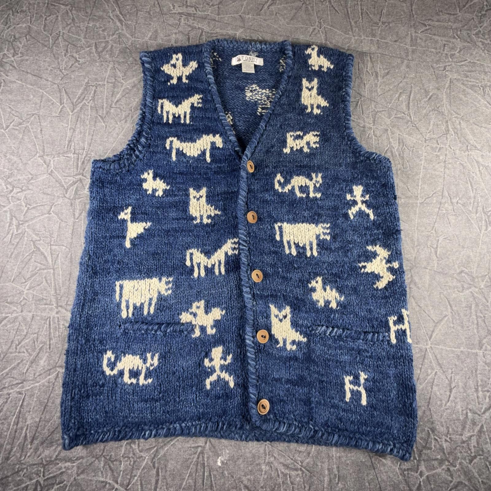 Fagassent Toshiki Aoki Toshy Vest Unisex Blue Made In Bolivia 100% Lambs Wool Size US M / EU 48-50 / 2 - 1 Thumbnail