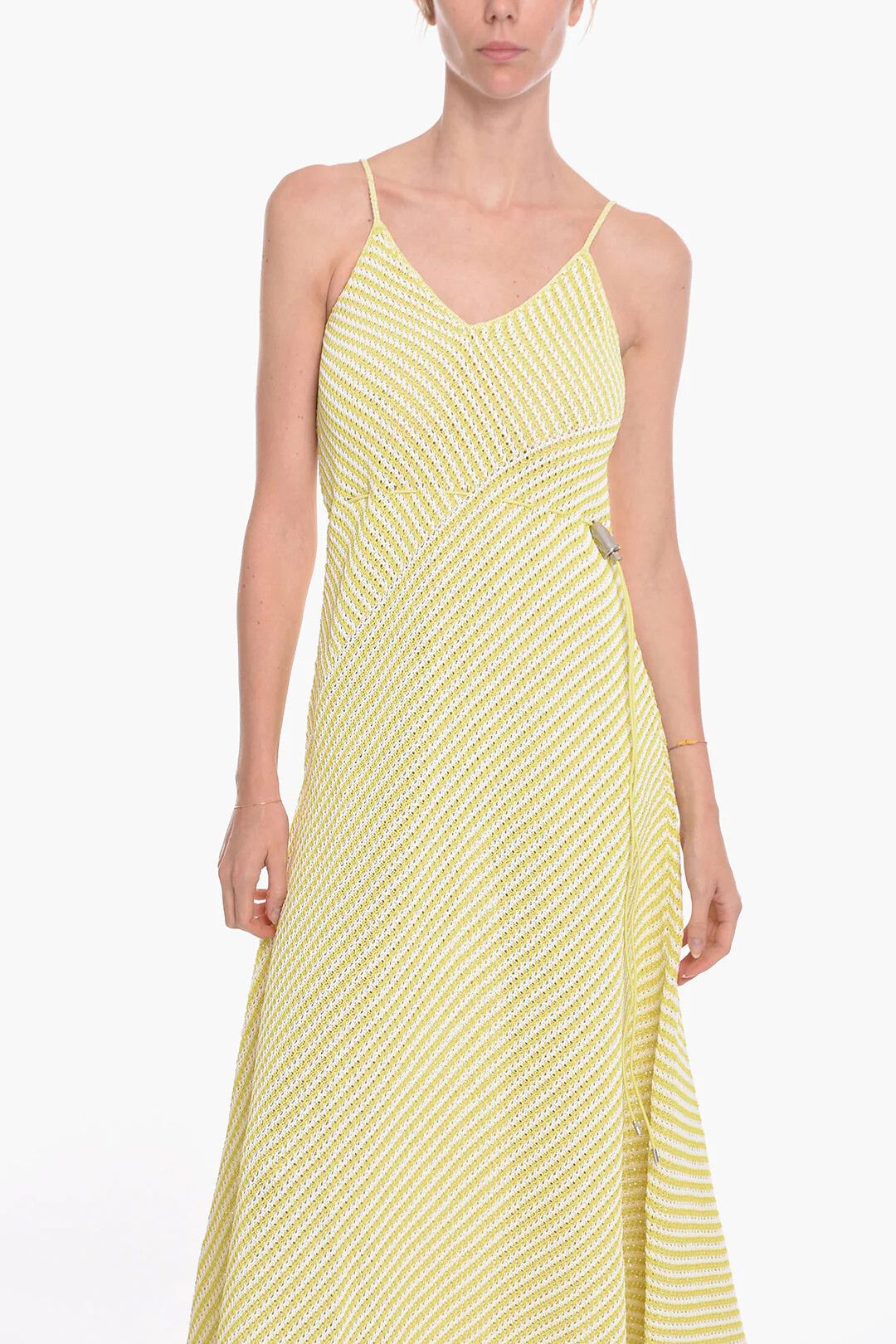 Bottega Veneta og1mm0426 Striped Cotton-blend Maxidress in Green Size L / US 10 / IT 46 - 4 Thumbnail
