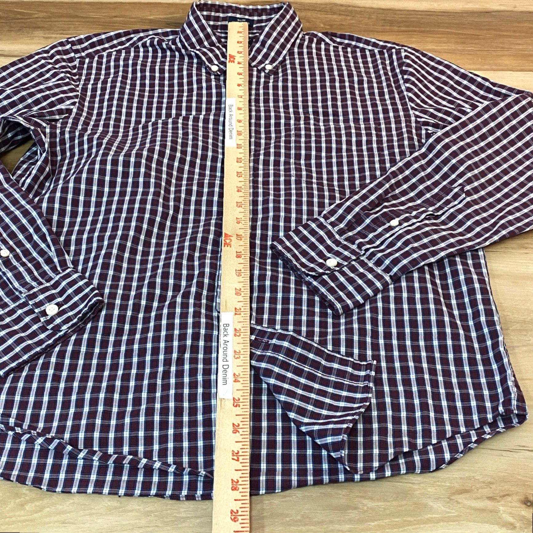 J.Crew J. Crew Performance Shirt Mens Large Slim Untucked Maroon Navy Check Button Down Shirt Size US L / EU 52-54 / 3 - 4 Thumbnail