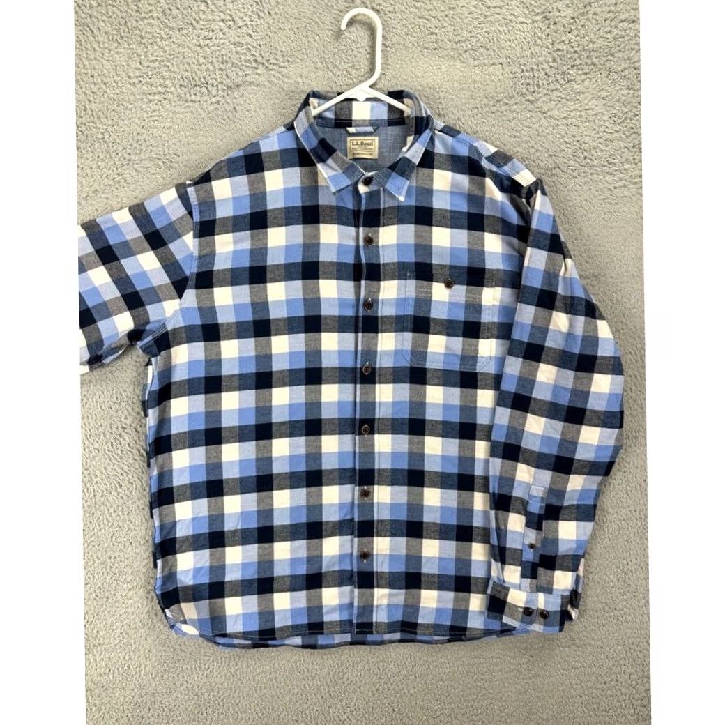 Vintage L.L. Bean Shirt Adult 2XL Blue Checkered Traditional Fit Flannel Button-Up Mens Shirt Size US XXL / EU 58 / 5 - 2 Thumbnail