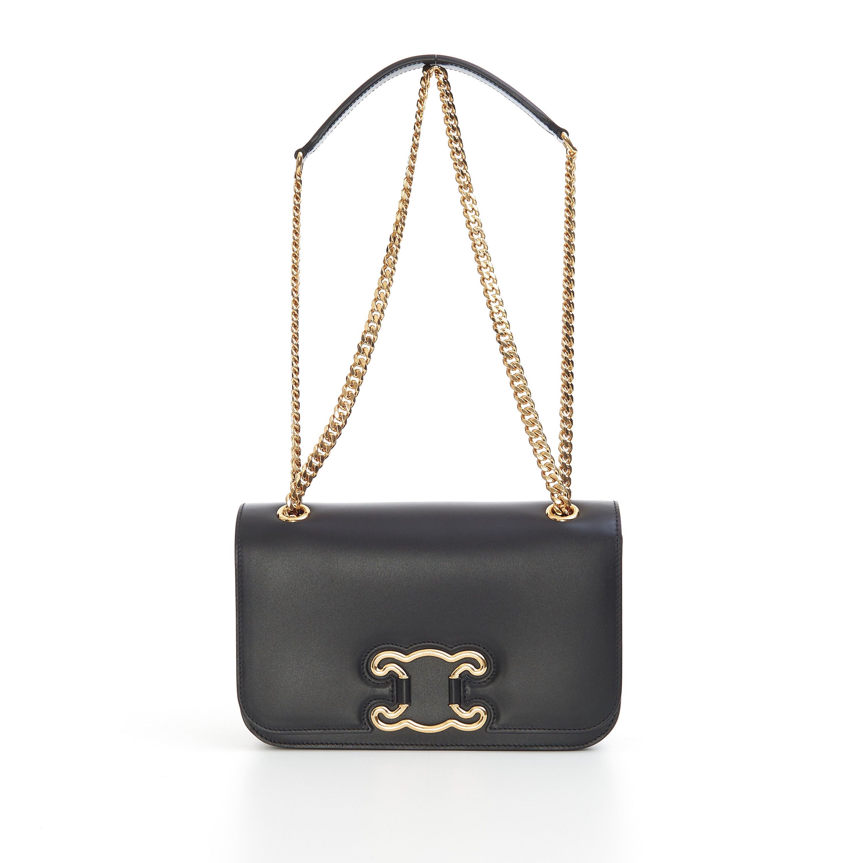 Celine Medium Bag Triomphe Frame In Black Shiny Calfskin Size ONE SIZE - 1 Thumbnail