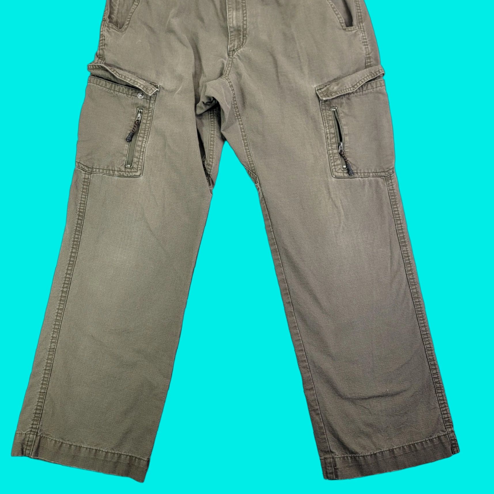 Vintage Magellan Outdoors Pants Mens 36x32 Green Cargo Canvas Elastic Waist Pockets Size US 36 / EU 52 - 1 Thumbnail