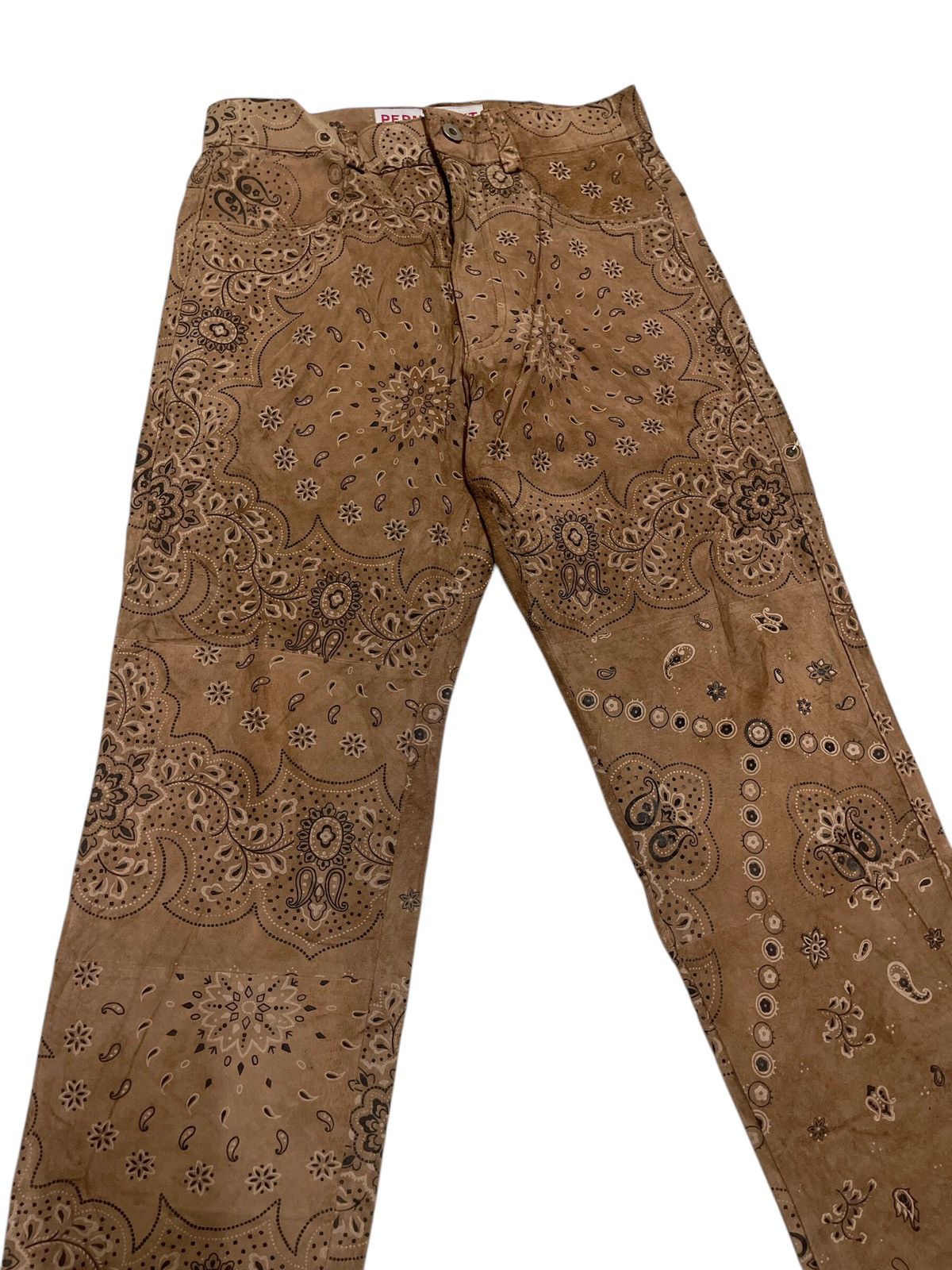 Japanese Brand VINTAGE PAISLEY SUEDE LEATHER PANTS KAPITAL DESIGN Size US 27 - 3 Thumbnail