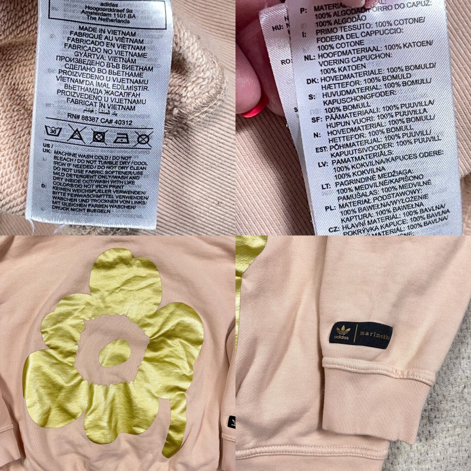 Adidas Adidas Marimekko Hoodie Women XS Pink Logo Hooded Pullover Sweatshirt Sweatshirt Oversized Pullover Hoodie Women XS Pink Adidas Marimekko Size XS / US 0-2 / IT 36-38 - 8 Thumbnail