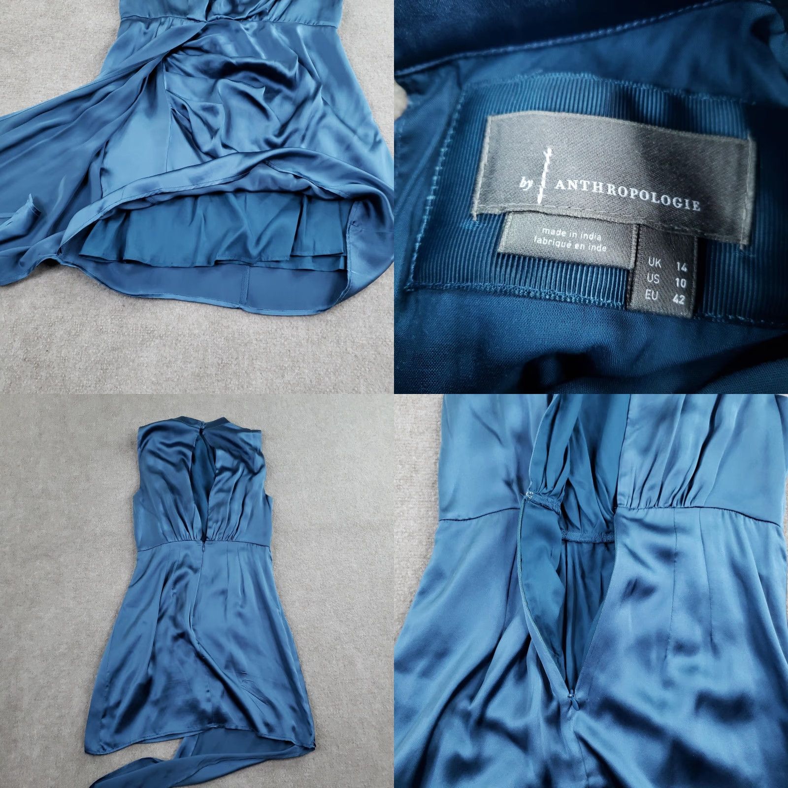 Anthropologie Anthropologie Dress 10 Blue Satin Sleeveless Asymmetrical Cocktail Womens Size L / US 10 / IT 46 - 8 Thumbnail
