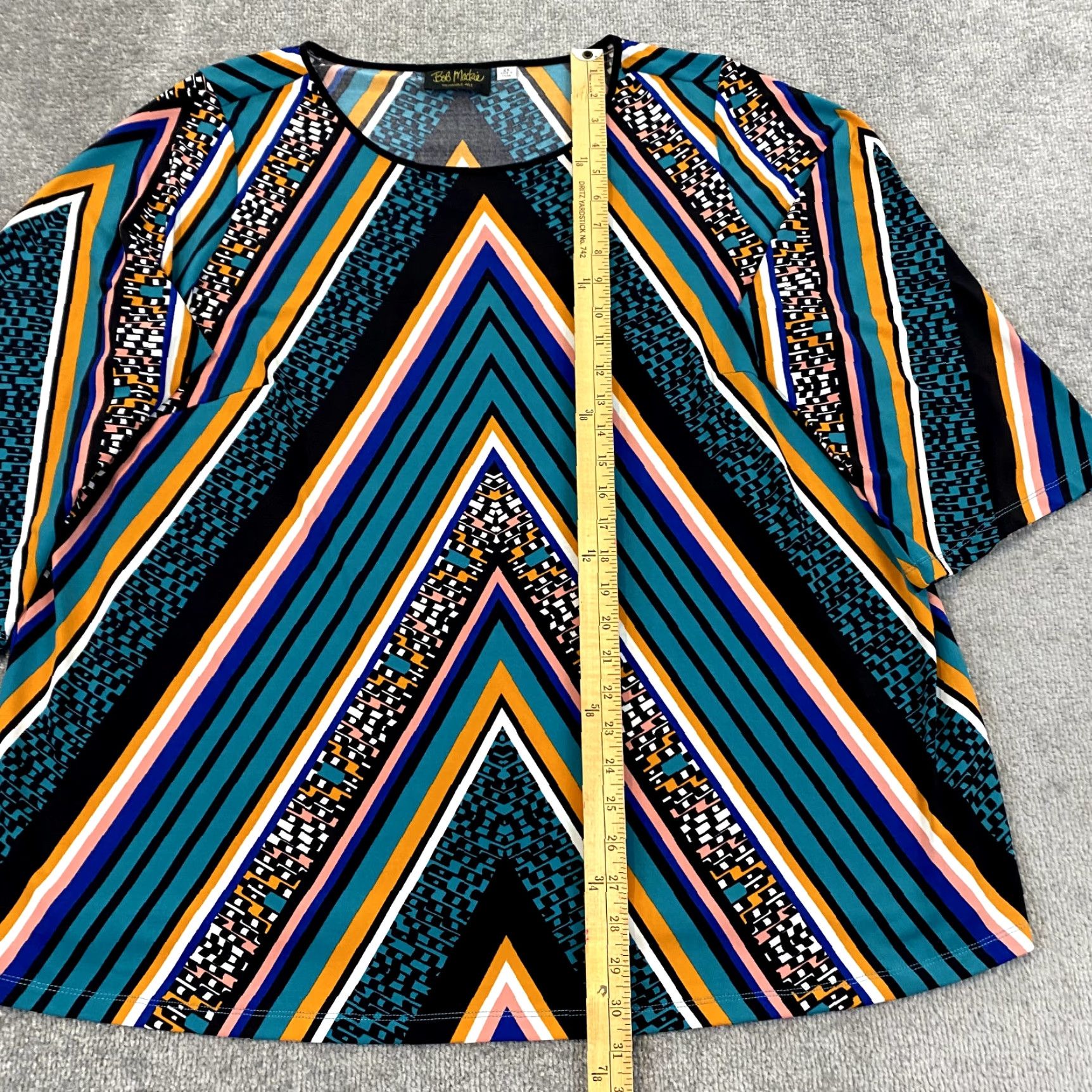 Bob Mackie BOB MACKIE Shirt Womens 2X Colorful Abstract Art-To-Wear 3/4 Sleeve Tunic Top Size XXL / US 16-18 / IT 52-54 - 3 Thumbnail