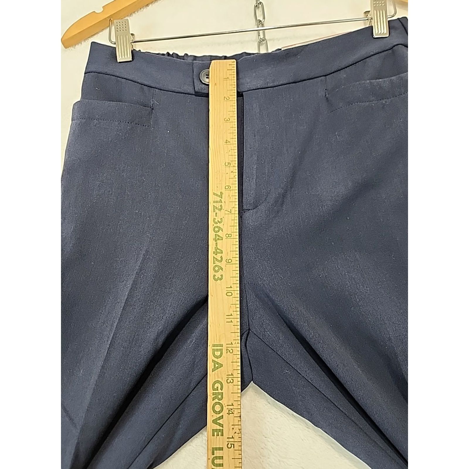 Vintage Christopher & Banks Downtown Straight Leg Pants Women 6S Navy Blue Twill Stretch Flat Front Zip Button Dress Pants 90s City Workwear Mens Womens"} Size 28" / US 6 / IT 42 - 6 Thumbnail