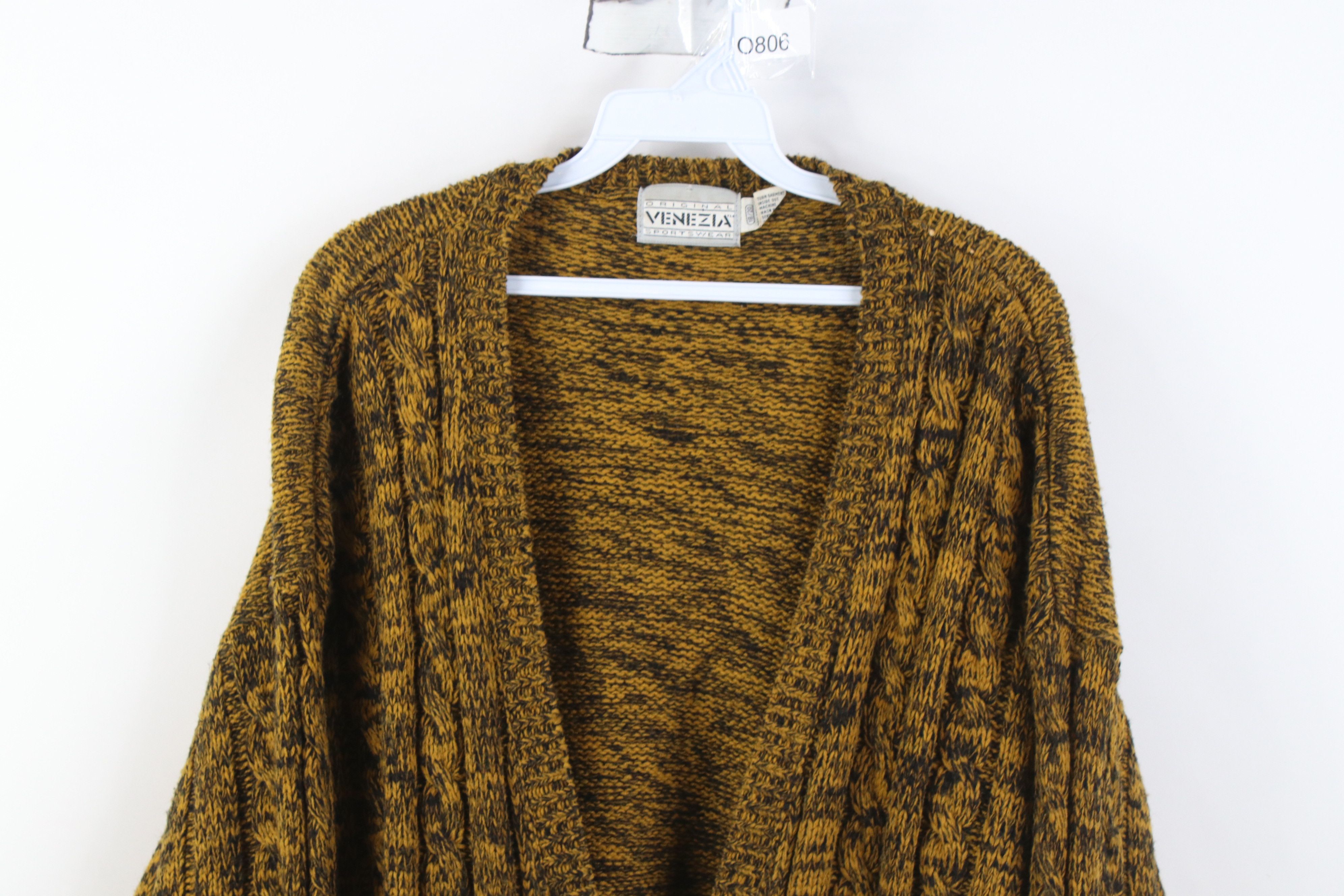 Vintage Vintage 90s Streetwear Chunky Knit Cardigan Sweater Yellow Size XXL / US 16-18 / IT 52-54 - 2 Thumbnail