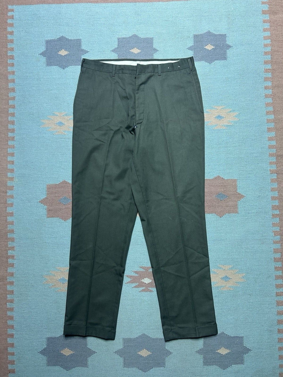 Vintage Vtg 60s 70s koratron work pants dark green workwear 33x30 Size US 33 - 1 Thumbnail