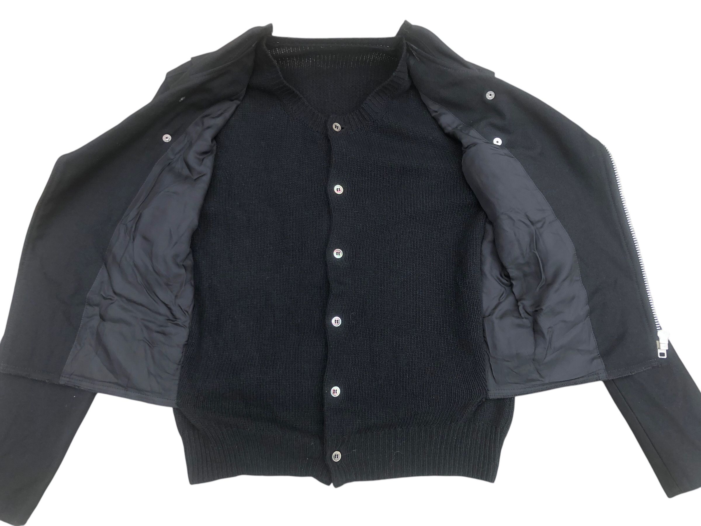 Comme des Garcons Archive AD2013 COMME DES GARCONS Biker Jacket Wool Cardigan Size US S / EU 44-46 / 1 - 7 Thumbnail