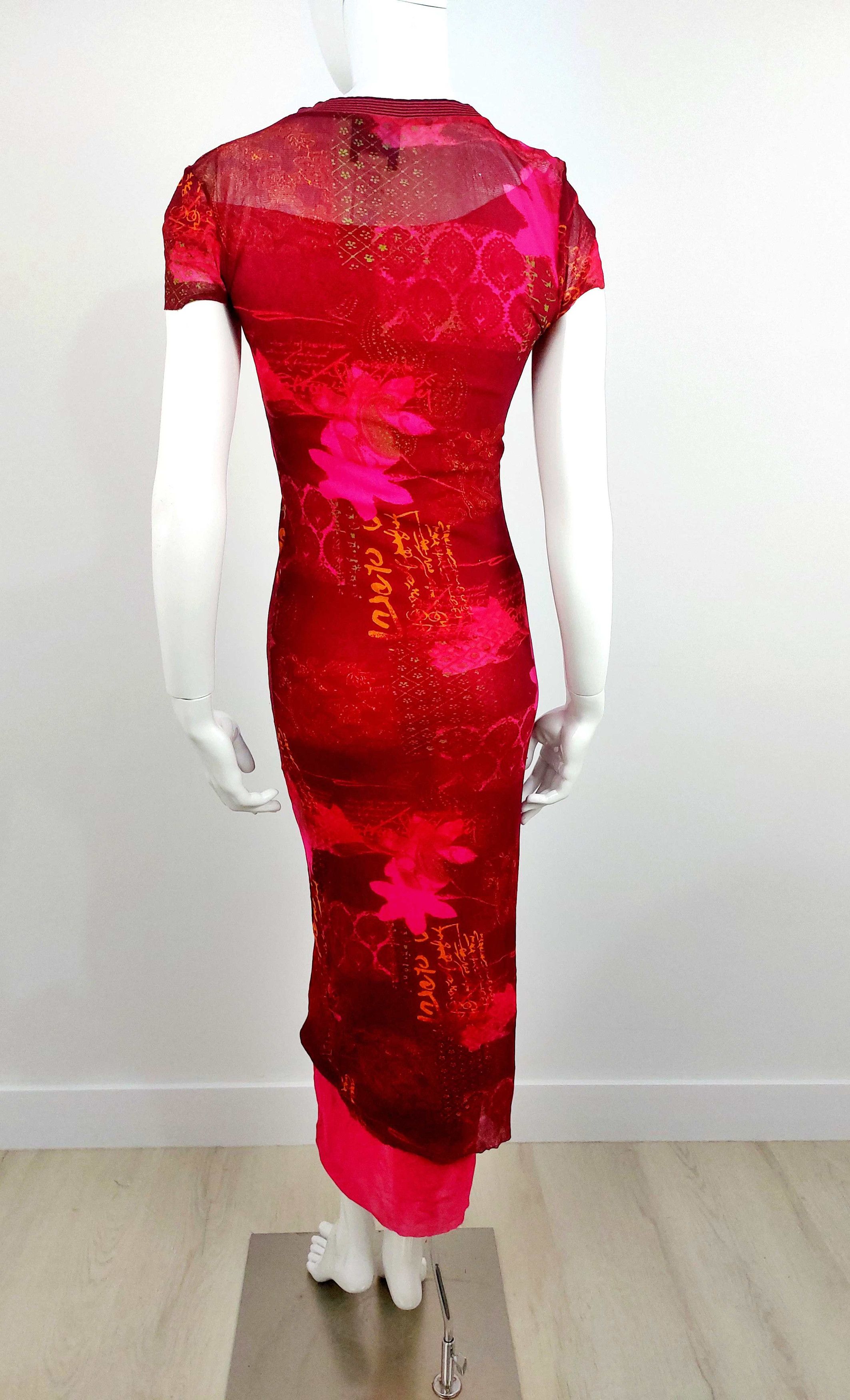 Kenzo Kenzo Jeans Mesh Floral Tattoo Graffiti Sheer Maxi Dress Size L / US 10 / IT 46 - 10 Thumbnail