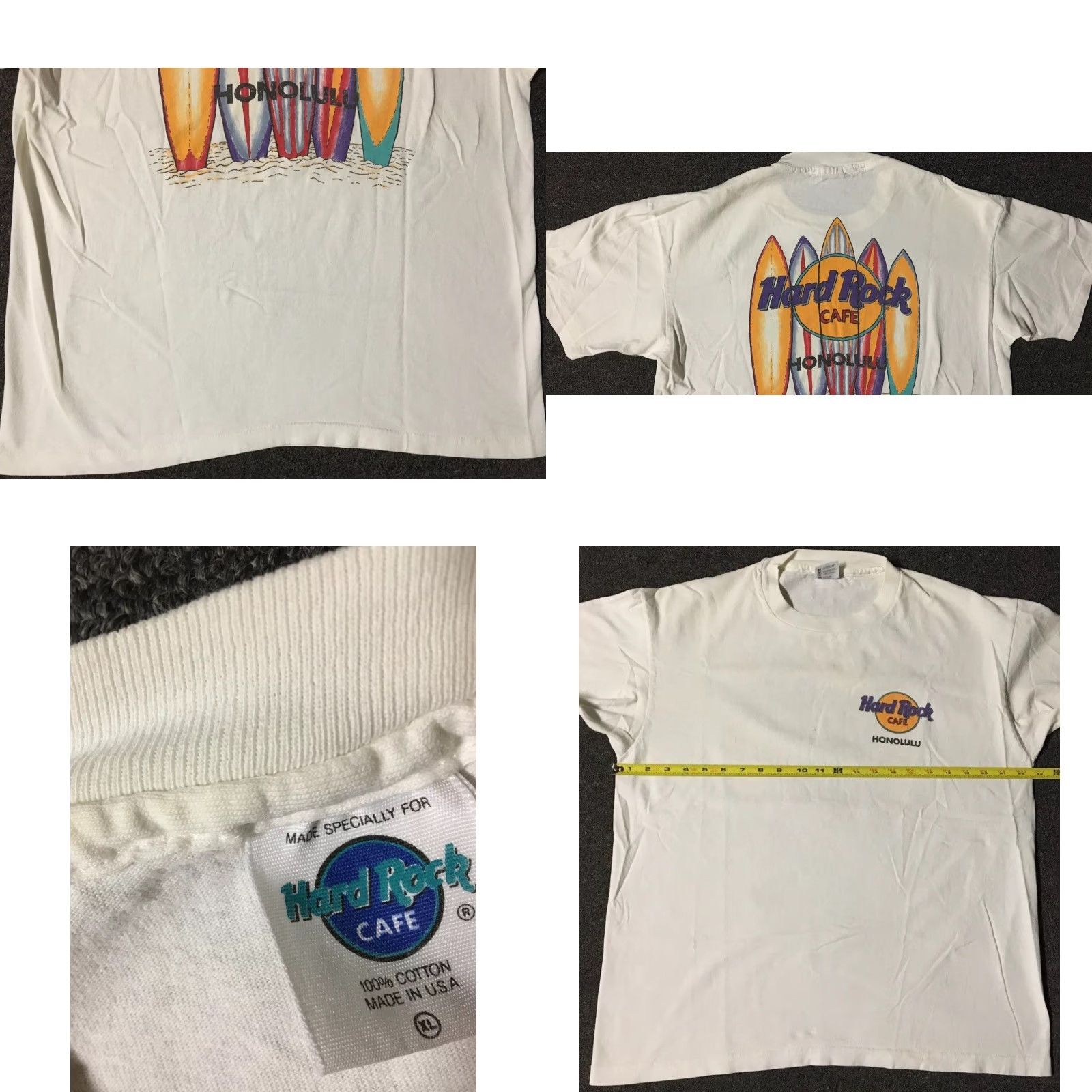 Vintage VINTAGE 90s Hard Rock Honolulu Shirt L White Surf Grunge Hawaii Beach Skate OP 80s USA Mens T-Shirt Short Sleeve Size US L / EU 52-54 / 3 - 9 Thumbnail