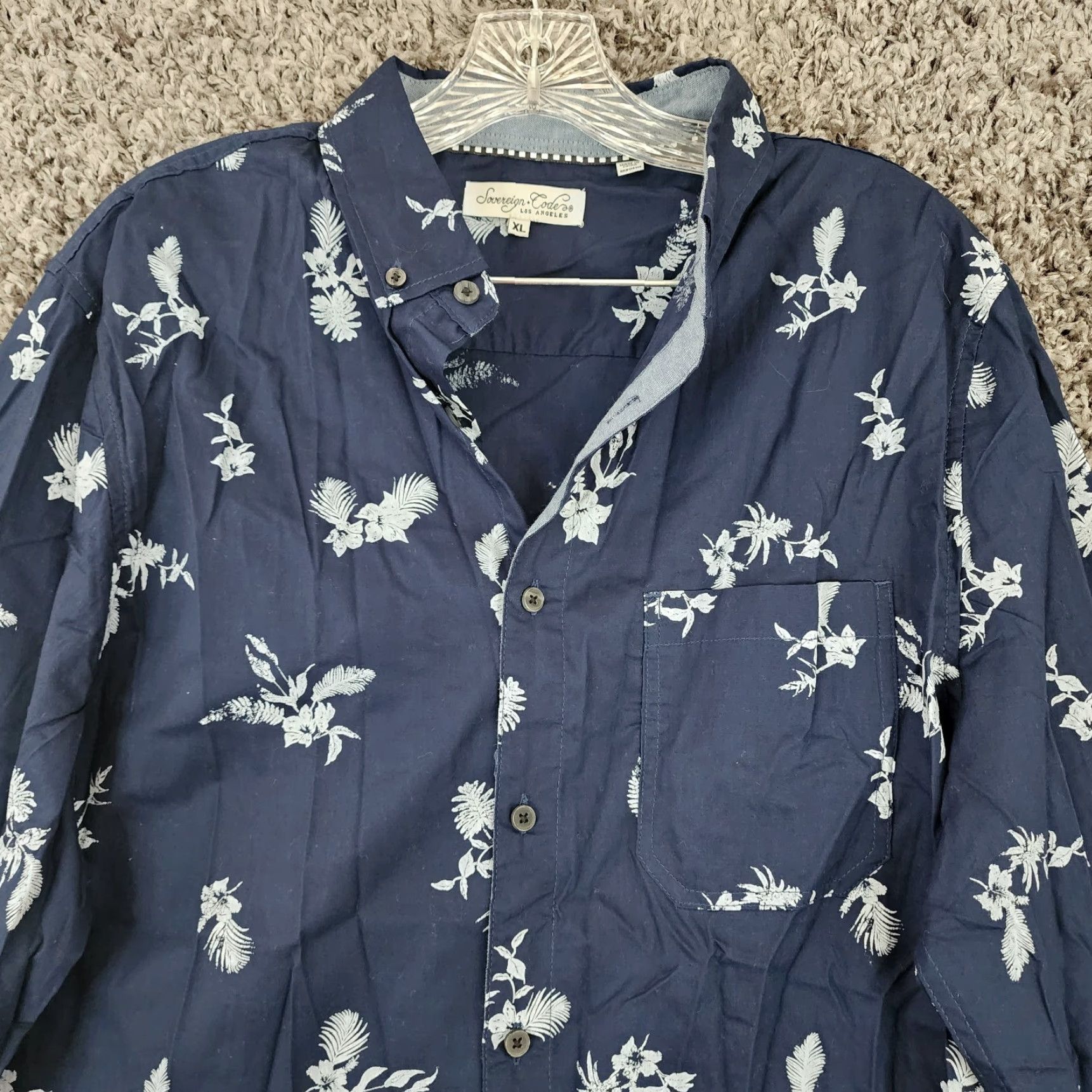 Old Navy SOVEREIGN CODE Button-Up Shirt Men XL Blue Floral Long Sleeve Old Navy Regular Size XL Mens Size US XL / EU 56 / 4 - 2 Thumbnail