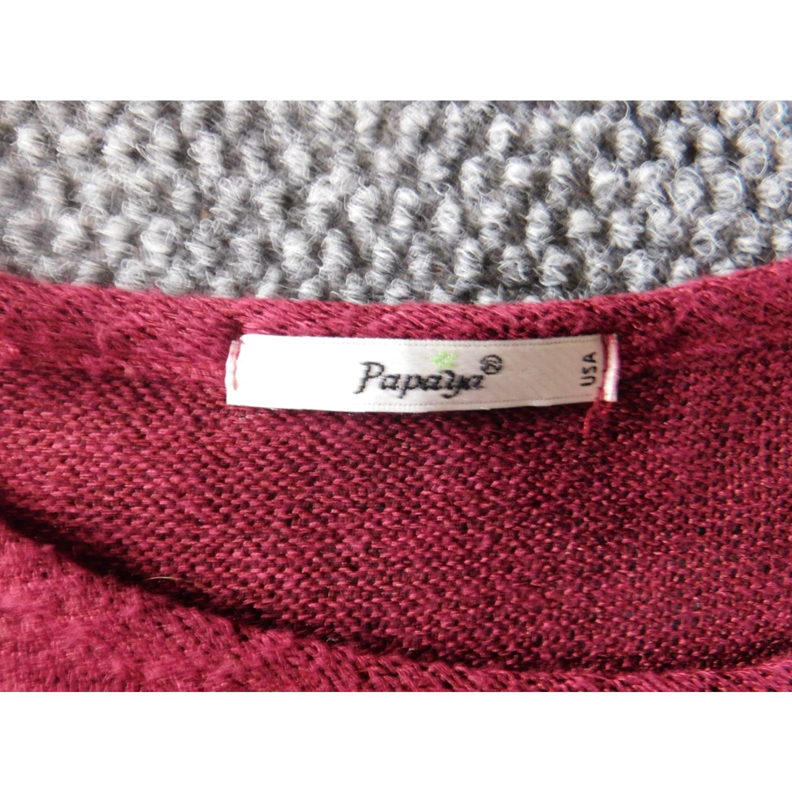 Vintage Papaya Womens Blouse XL Red Pullover Knit Puff Sleeve 3/4 Collar Bow Button Knitwear Sweater Regular Size XL / US 12-14 / IT 48-50 - 5 Thumbnail
