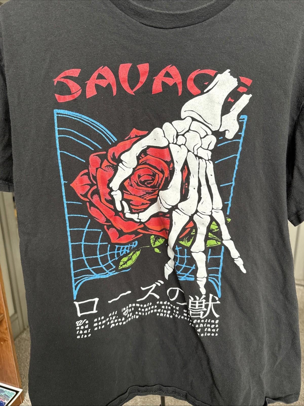 Other The Young & Wild Savage Skeleton Rose T-Shirt Mens Size L Size US M / EU 48-50 / 2 - 2 Thumbnail