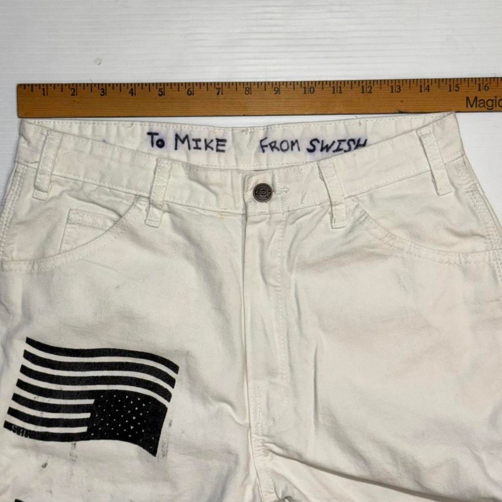 Dickies Men’s dickies pants custom 3 American flag stencils 31x30 Size US 31 - 6 Thumbnail