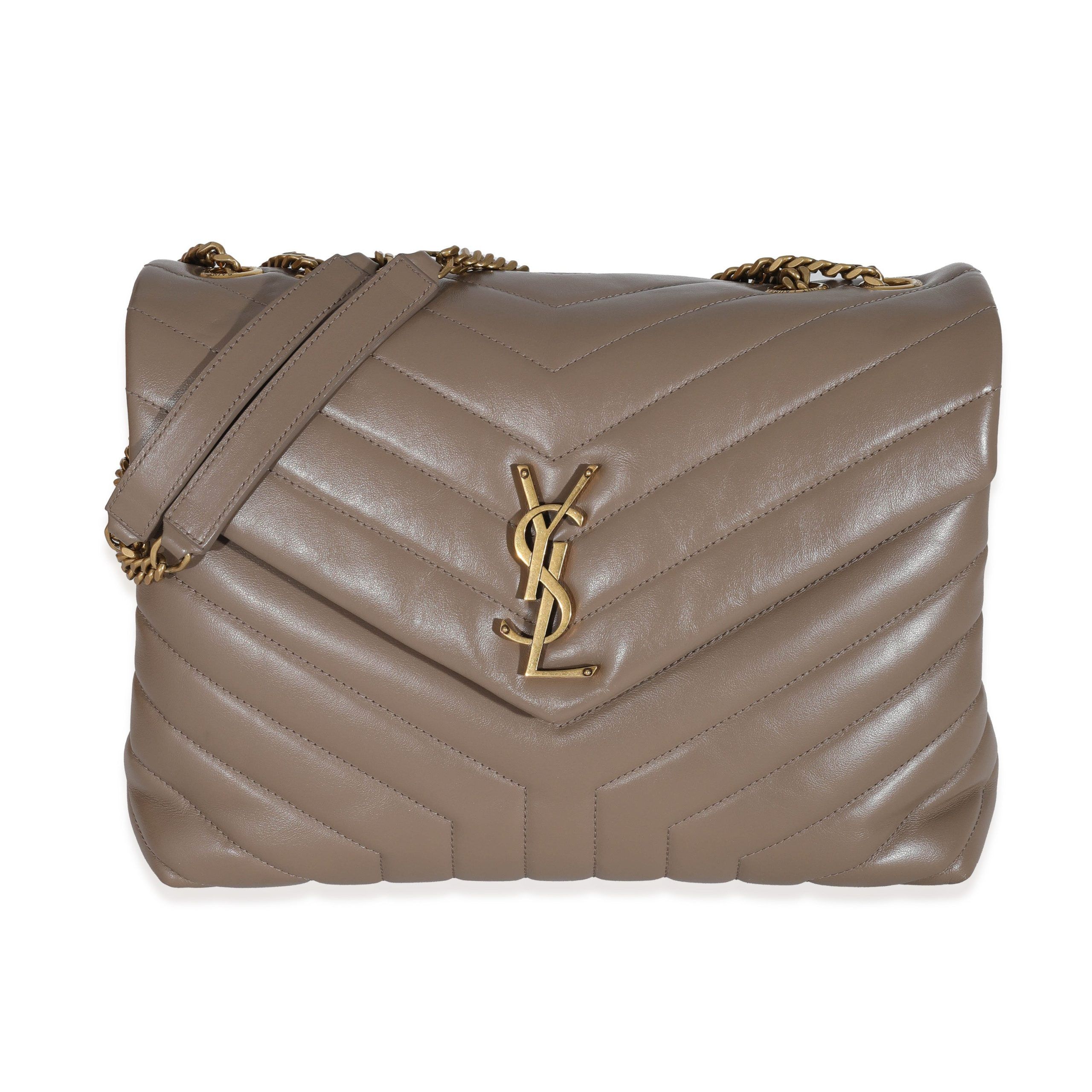 Saint Laurent Grey Brown Leather Medium Loulou Bag