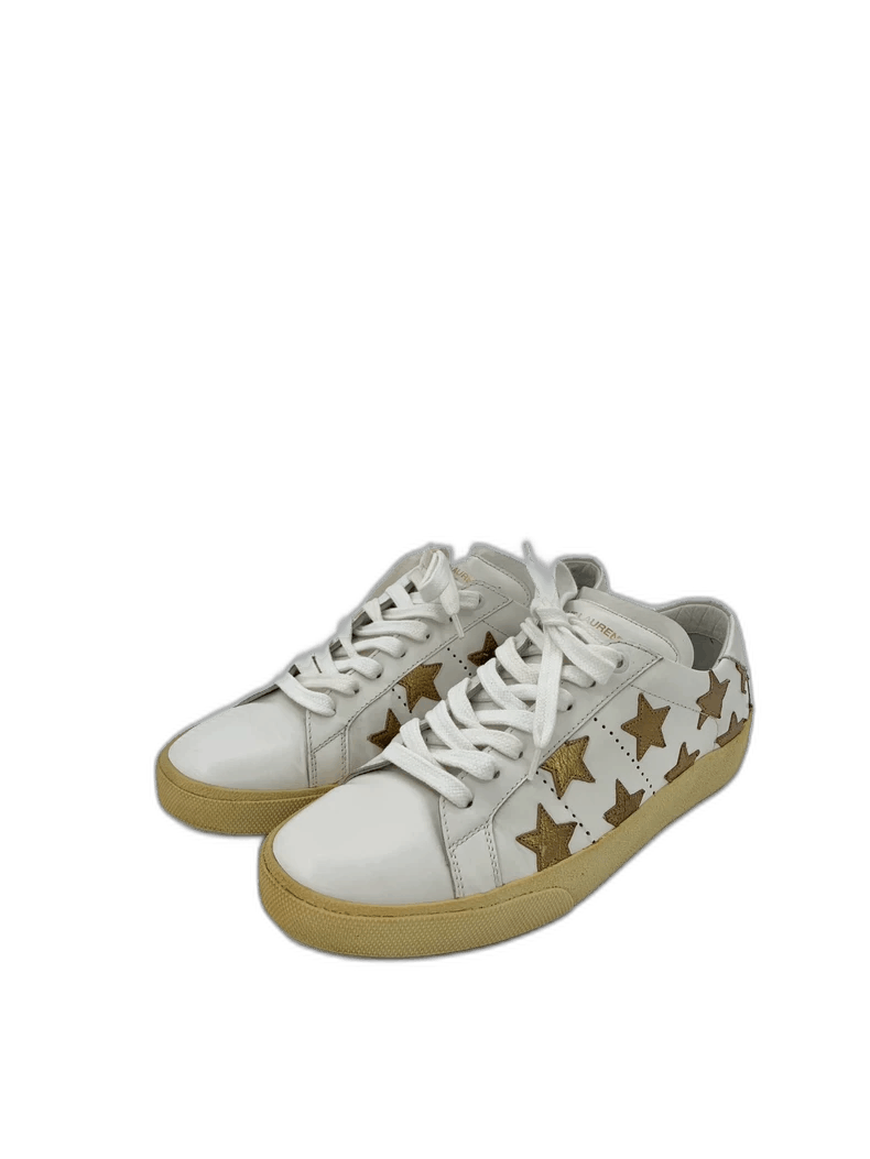 Saint Laurent Paris Saint Laurent Paris Saint Laurent Size 40 White Star Round Toe Laced Casual Loafers Size US 7 / EU 40 - 1 Thumbnail