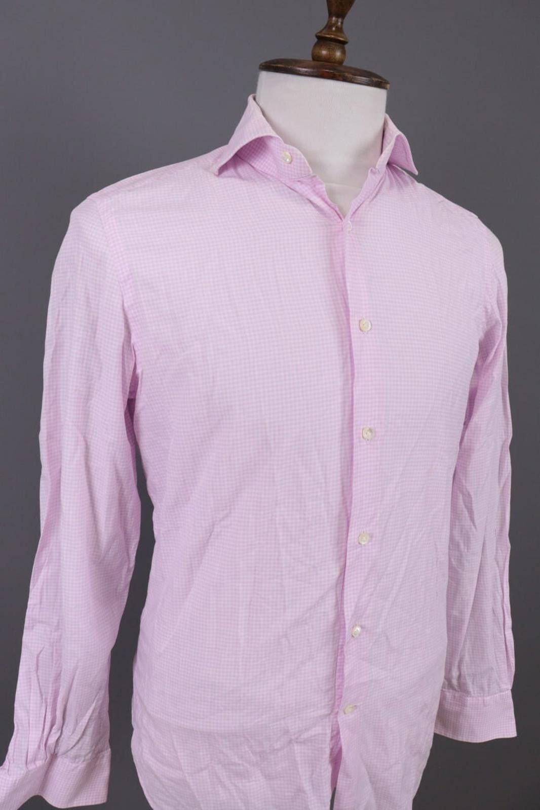 Suitsupply Scabal Pink Check Long Sleeve Dress Shirt Size 39 / 15 1/2 Size US M / EU 48-50 / 2 - 5 Thumbnail
