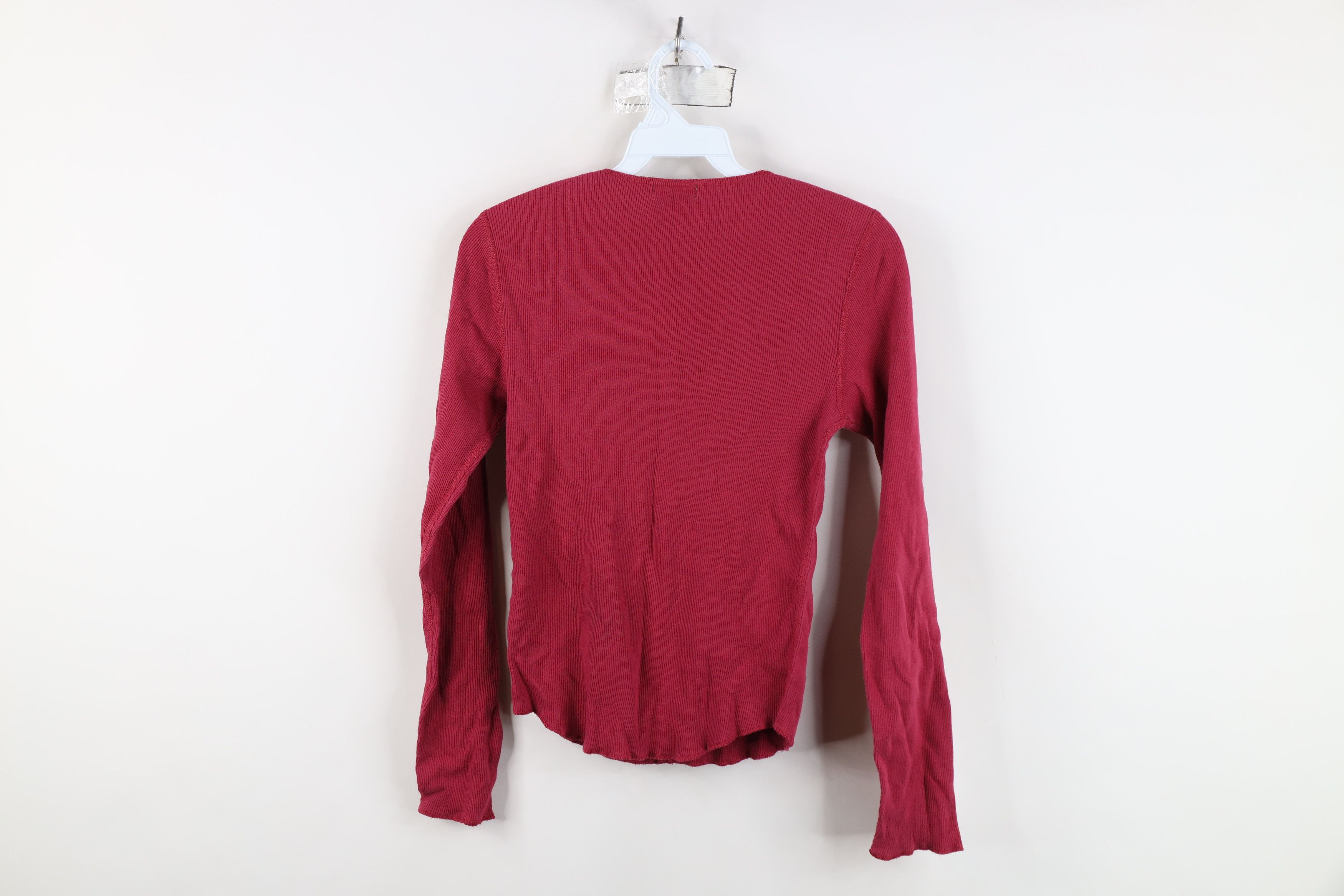 J.Crew Vintage 90s Y2K J Crew Babydoll Ribbed Thermal Knit T-Shirt Size S / US 4 / IT 40 - 8 Thumbnail