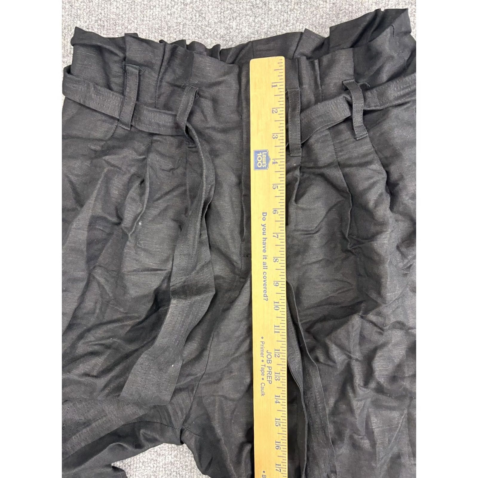 ASTR The Label VINTAGE ASTR the Label Pants Womens Medium Black Linen Blend Paperbag Wide Leg Belted Size 32" / US 10 / IT 46 - 4 Thumbnail