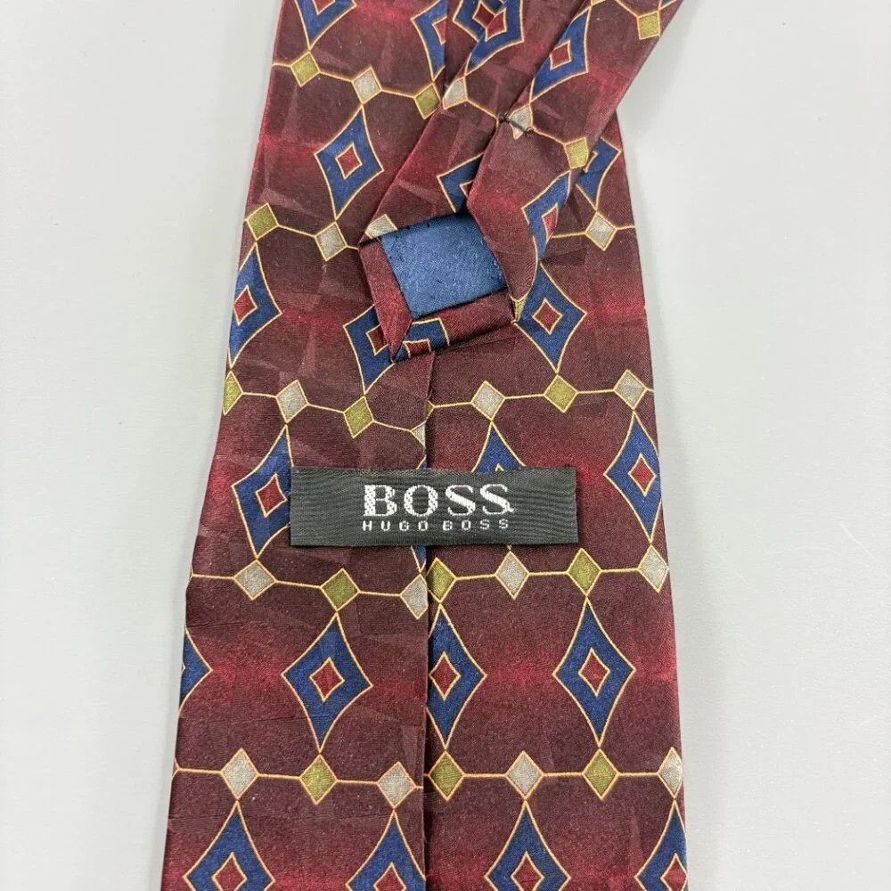 Hugo Boss Boss by Hugo Boss Burgandy / Blue Geometric Men's Tie Size ONE SIZE - 3 Thumbnail