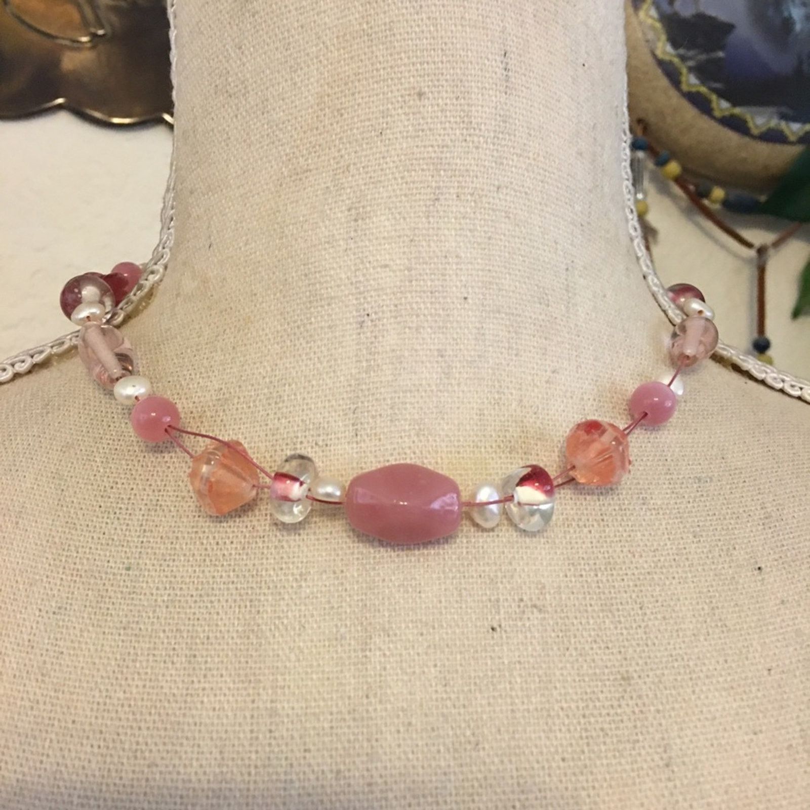Jewelry Lia Sophia pink tone glass beaded wire necklace Size ONE SIZE - 1 Thumbnail