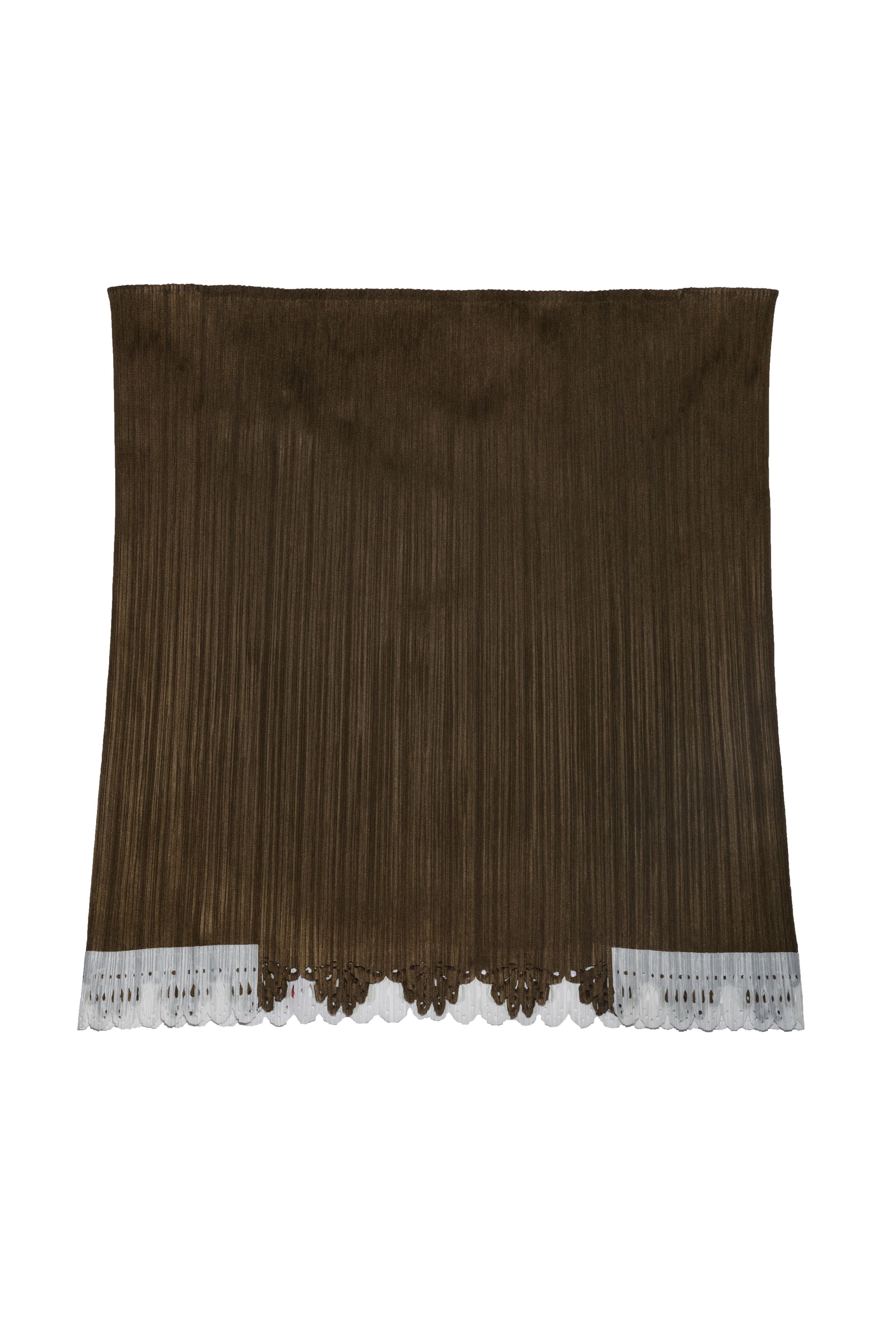 Issey Miyake Lace Tipped Pleated 'C' Box Shawl Size L / US 10 / IT 46 - 1 Thumbnail