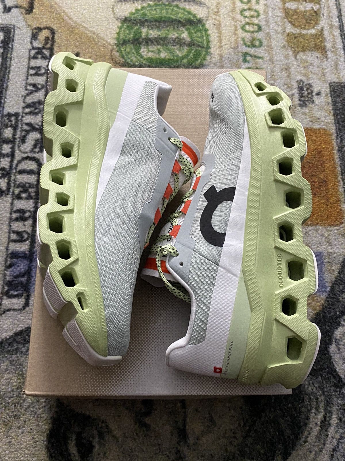 On On Running Cloudmonster Glacier Grey Meadow Green Size US 8.5 / IT 38.5 - 3 Thumbnail