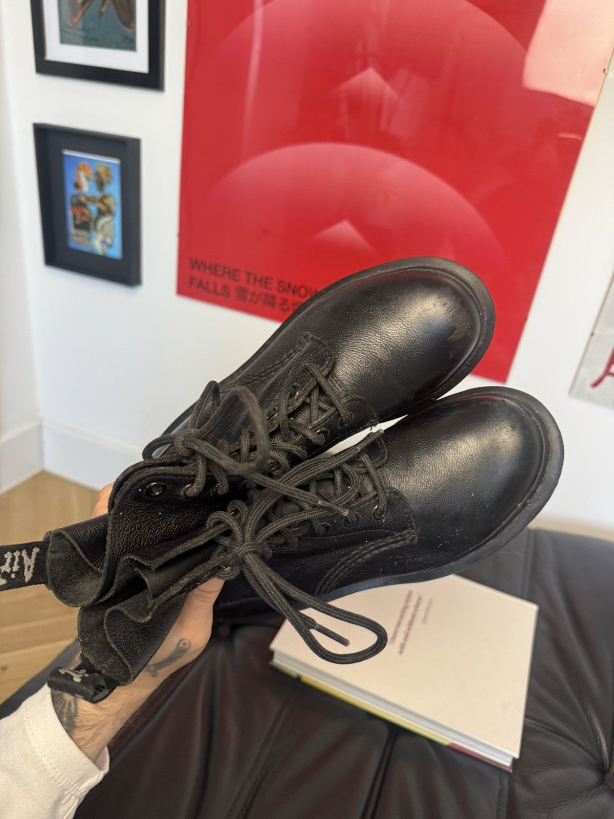 Dr. Martens Dr Martens 1460 Pascal Mono High Top Derby Boots Leather Y2k Size US 6 / IT 36 - 7 Thumbnail