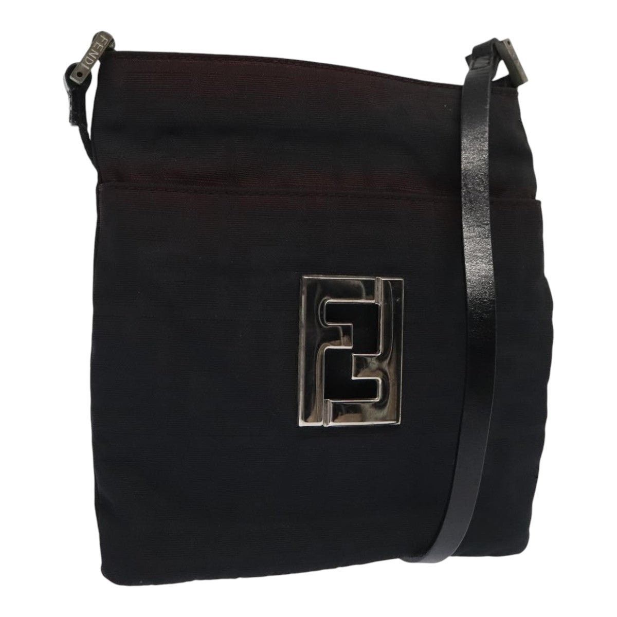 Fendi Zucca Canvas Shoulder Bag Nylon Black, Women's