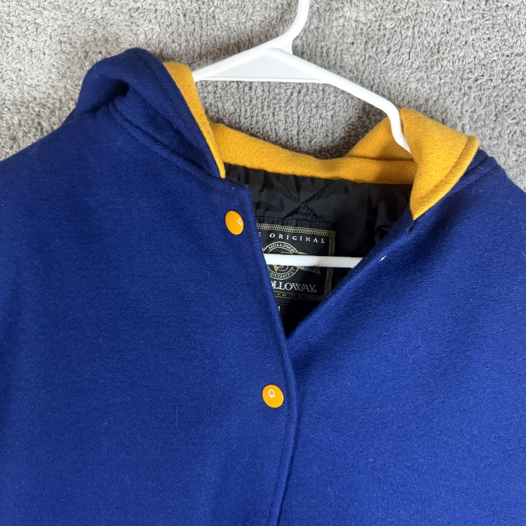 Holloway Holloway Varsity Jacket Mens M Blue Wool Hooded Sandburg School Made USA Size US M / EU 48-50 / 2 - 6 Thumbnail