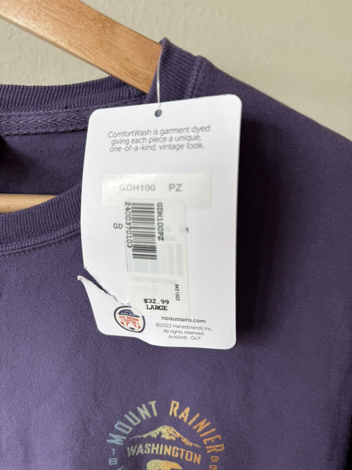 Hanes Mount Rainier T-Shirt 💜 Size US L / EU 52-54 / 3 - 5 Thumbnail