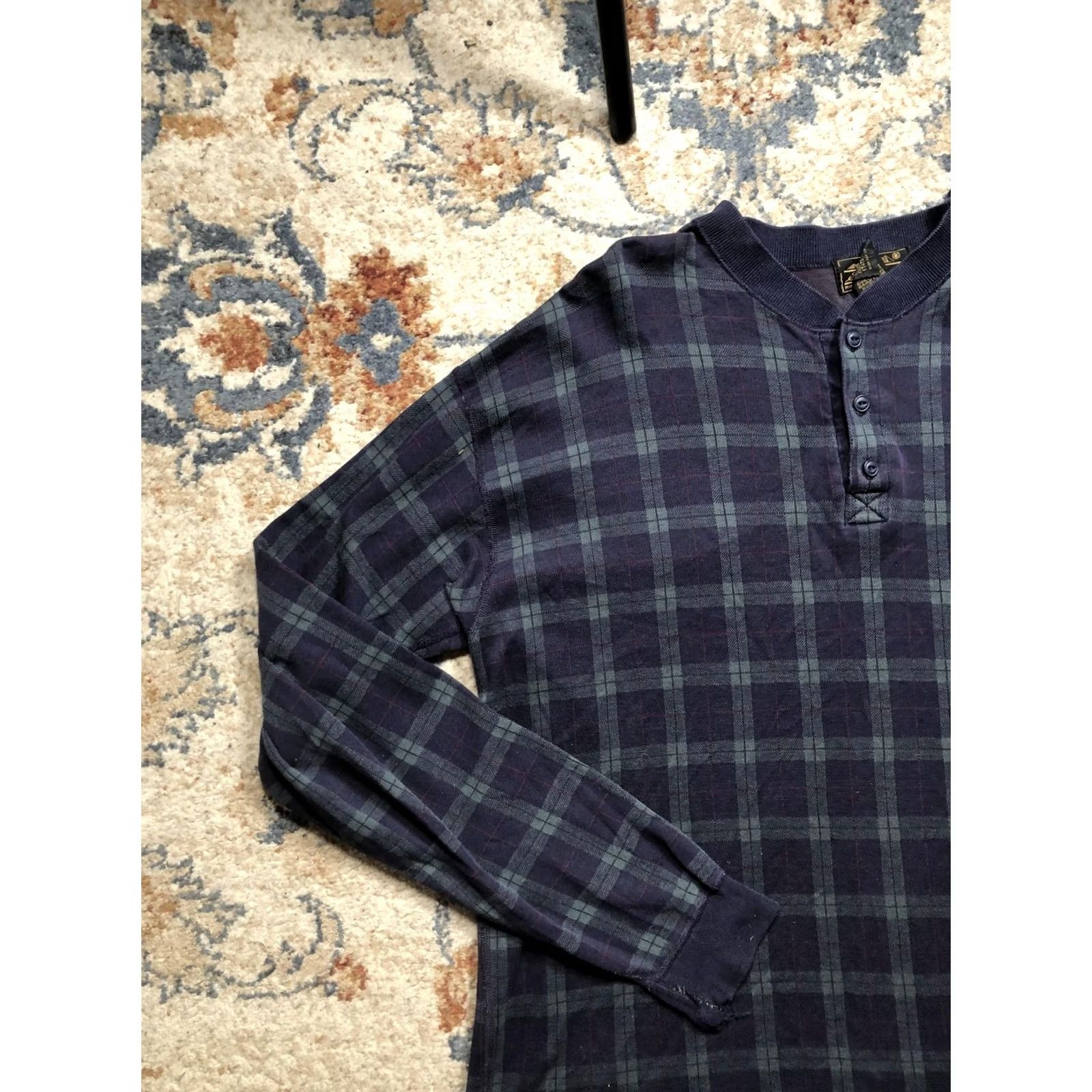 Eddie Bauer Vintage Eddie Bauer Henley Shirt Mens Large Blue Plaid Long Sleeve Made USA 90s Size US L / EU 52-54 / 3 - 3 Thumbnail