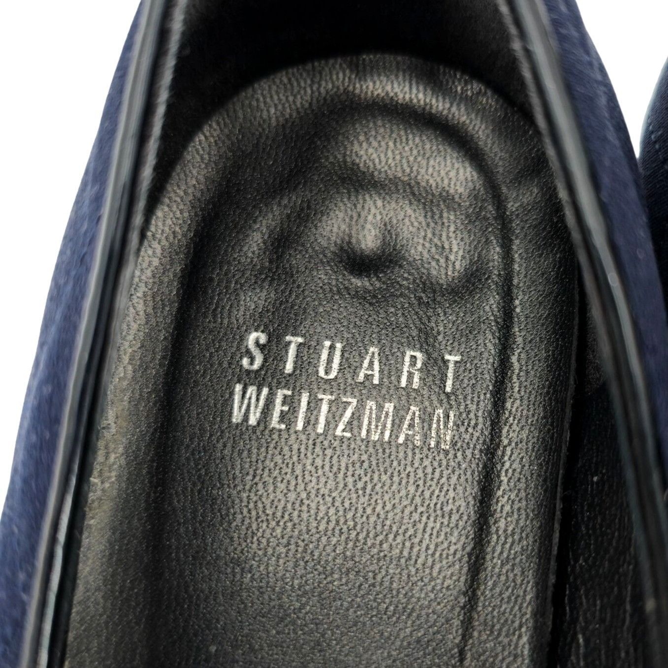 Stuart Weitzman Stuart Weitzman 8.5AAAA Navy Crepe Black Leather Dress Heels Size US 8.5 / IT 38.5 - 15 Thumbnail